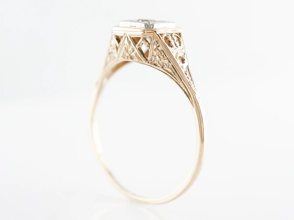 1940's Old Euro Diamond Filigree Engagement Ring - Image 5