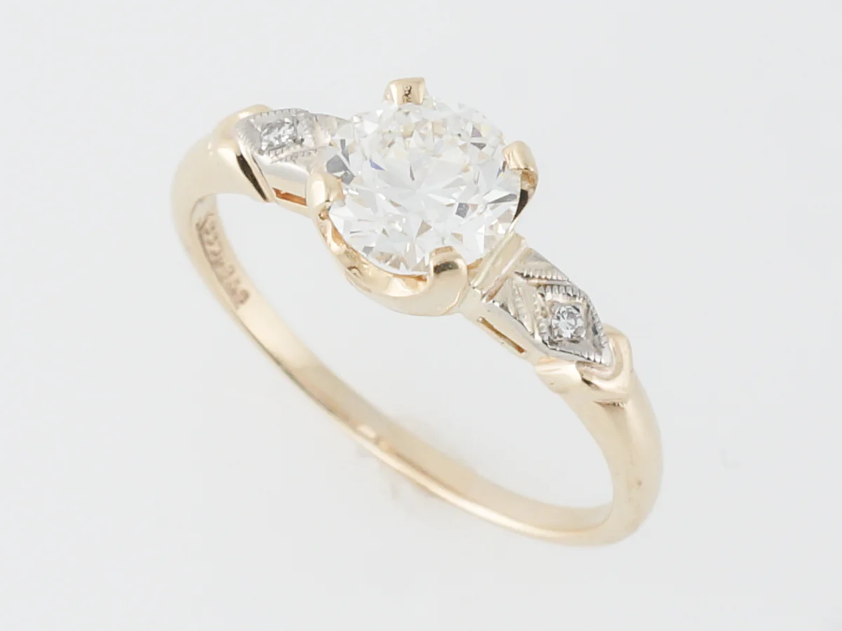 1940's Retro Diamond Engagement Ring in Yellow & White Gold - Image 4