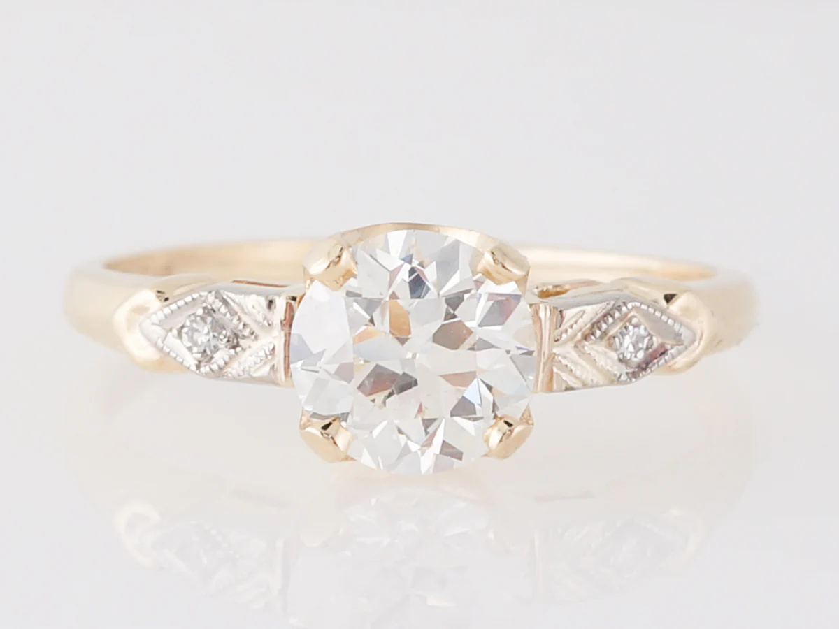 1940's Retro Diamond Engagement Ring in Yellow & White Gold - Image 5
