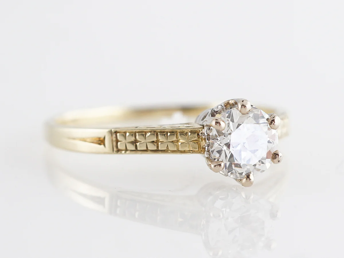 1940's Retro Solitaire Diamond Engagement Ring in 14k - Image 3