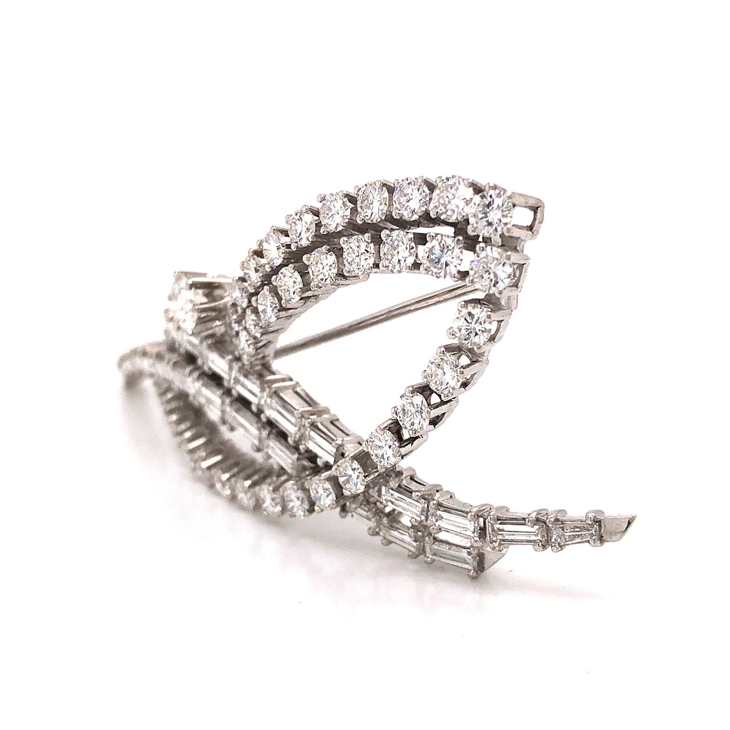 1950's Black Starr & Frost Diamond Brooch in 18k White Gold - Image 3
