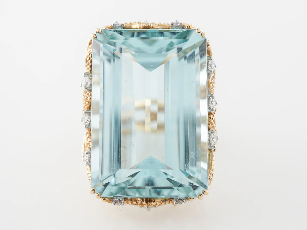 1950's Cocktail Ring w/ Aquamarine & Diamonds