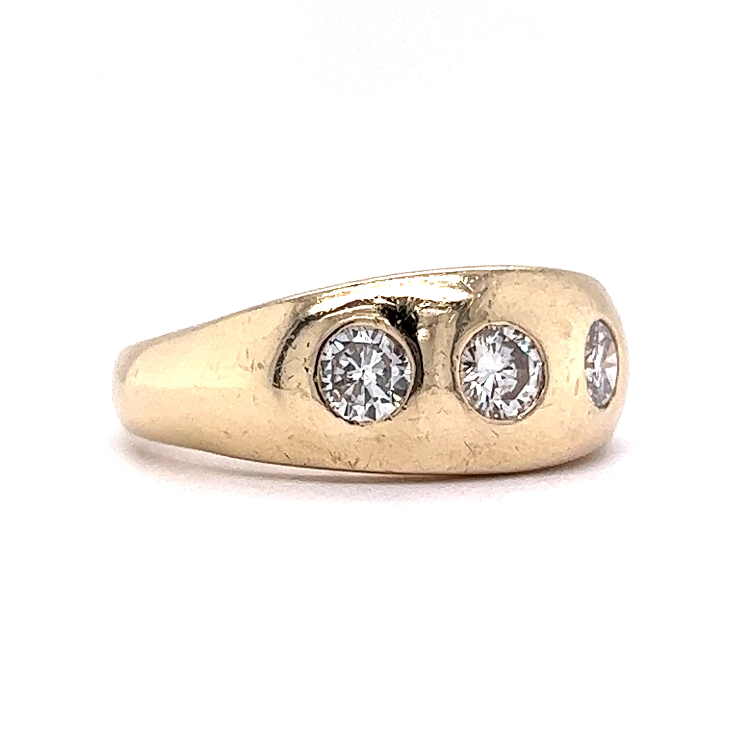 1950's Three Stone Diamond Cocktail Ring 14k Yellow Gold - Image 3