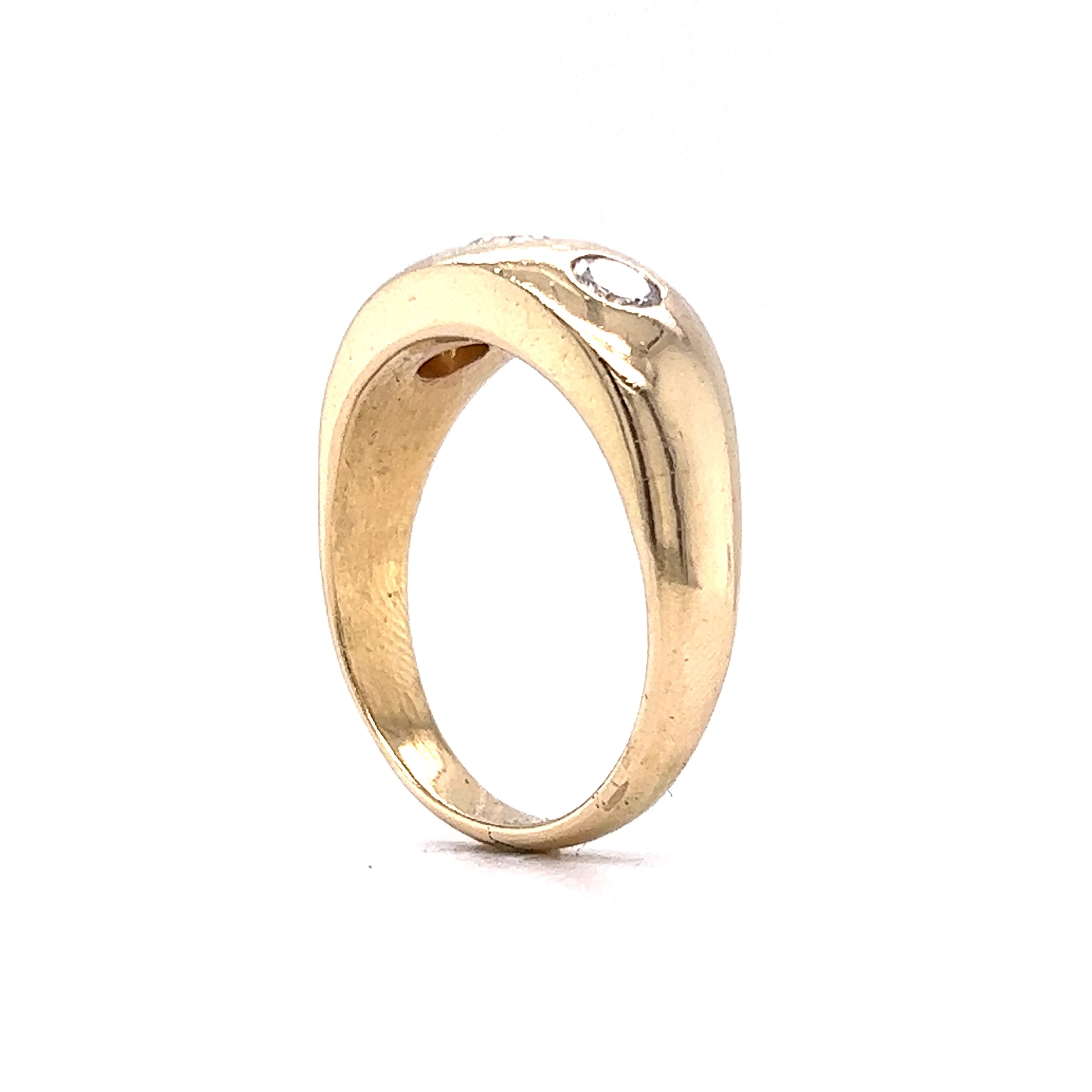 1950's Three Stone Diamond Cocktail Ring 14k Yellow Gold - Image 5