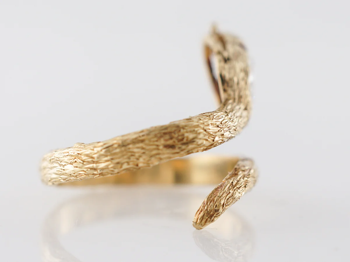 1950's Vintage Diamond Snake Ring in Yellow Gold - Image 3