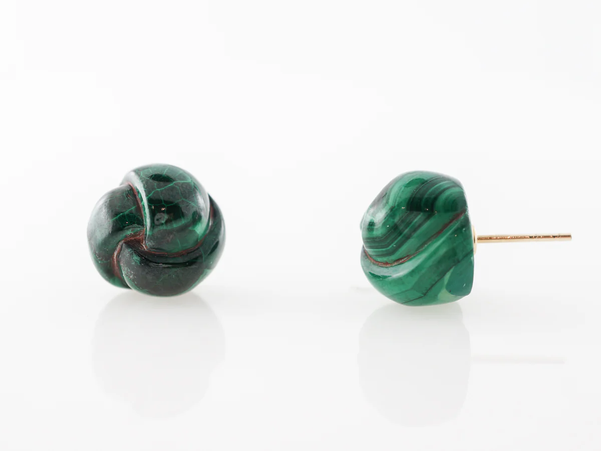 1960's Vintage Malachite Earrings in 14k Yellow Gold - Image 5