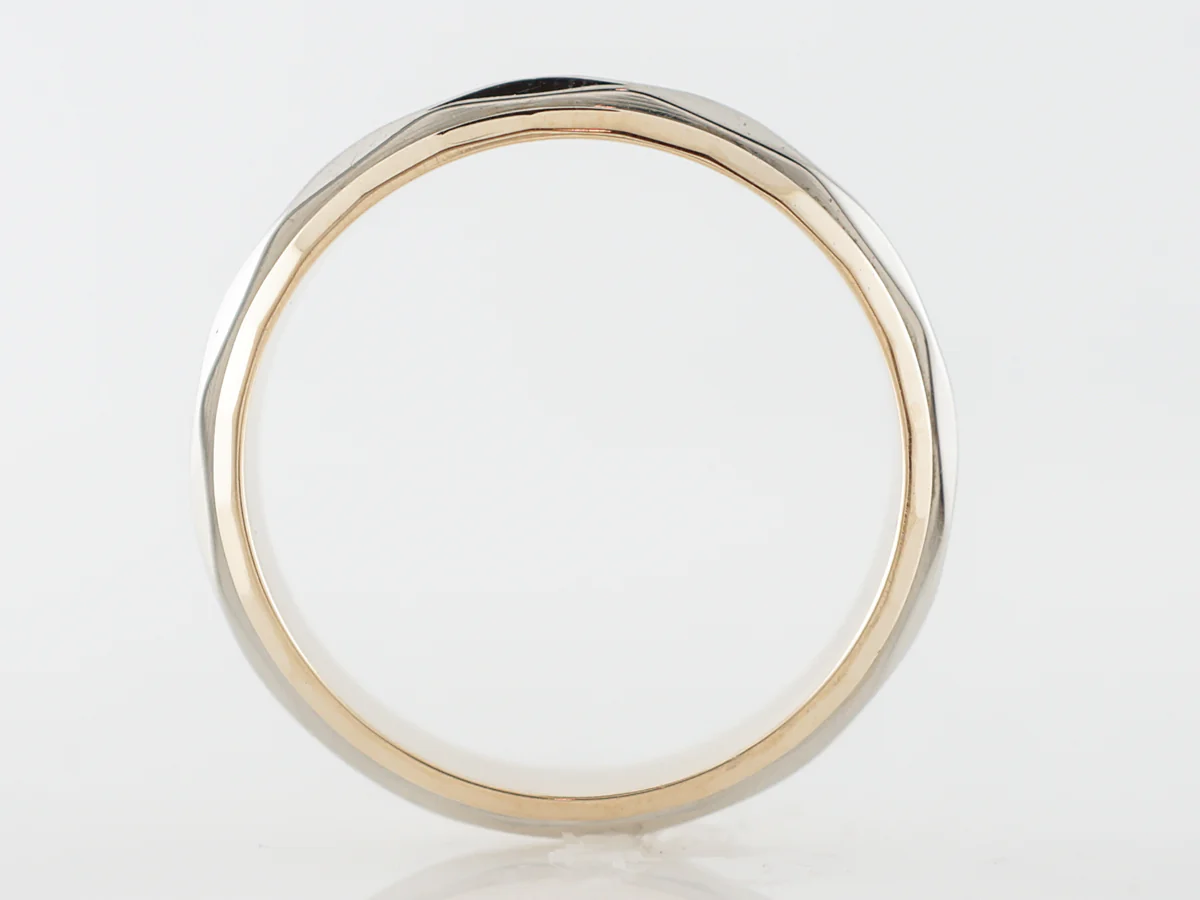 1960's Wedding Band Two-Tone Engraved 14k - Image 2
