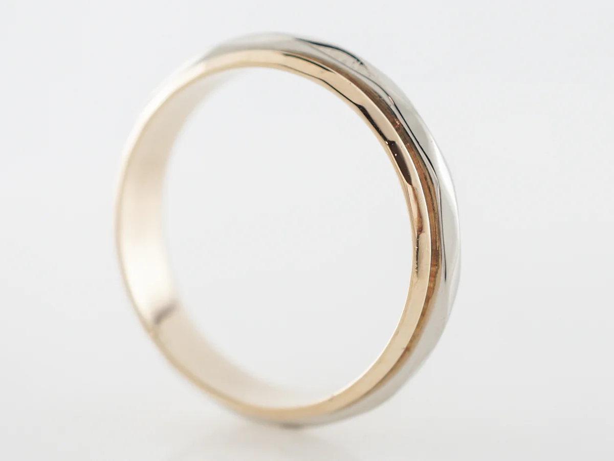 1960's Wedding Band Two-Tone Engraved 14k - Image 3