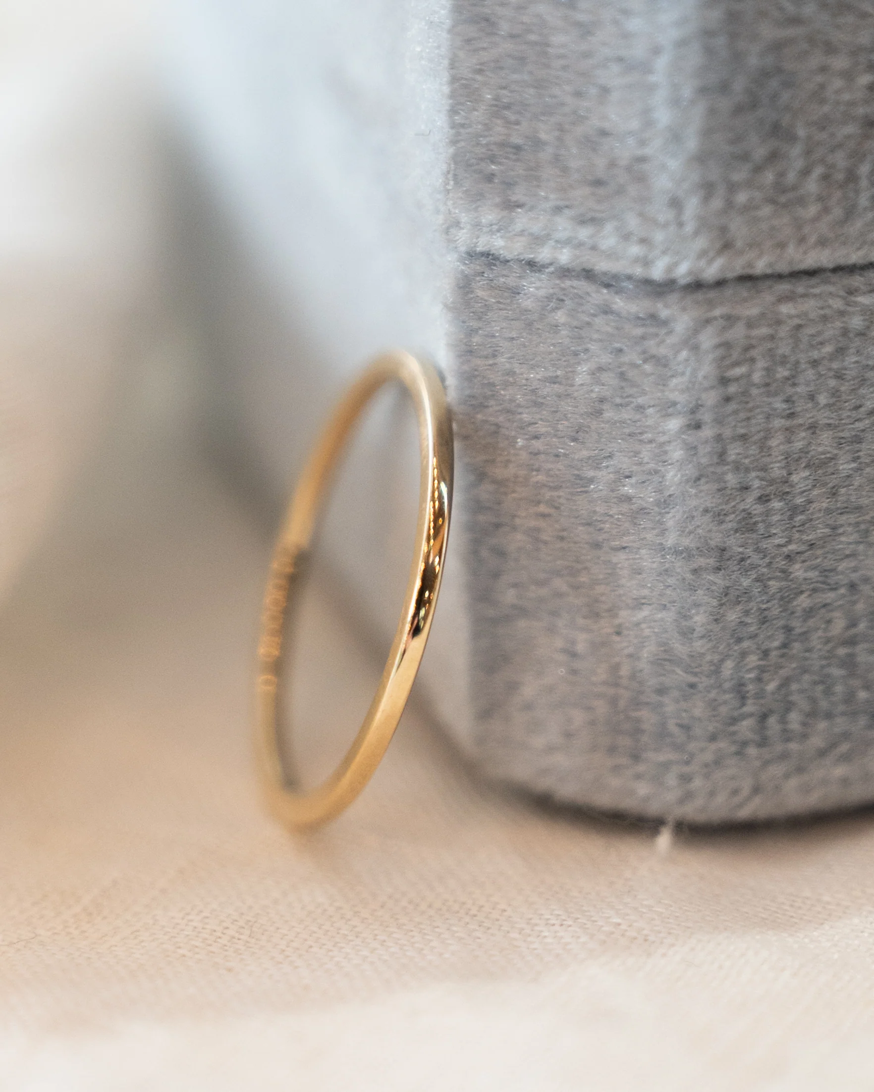 1mm Thin Flat Edge Wedding Band in 14k Yellow Gold - Image 6