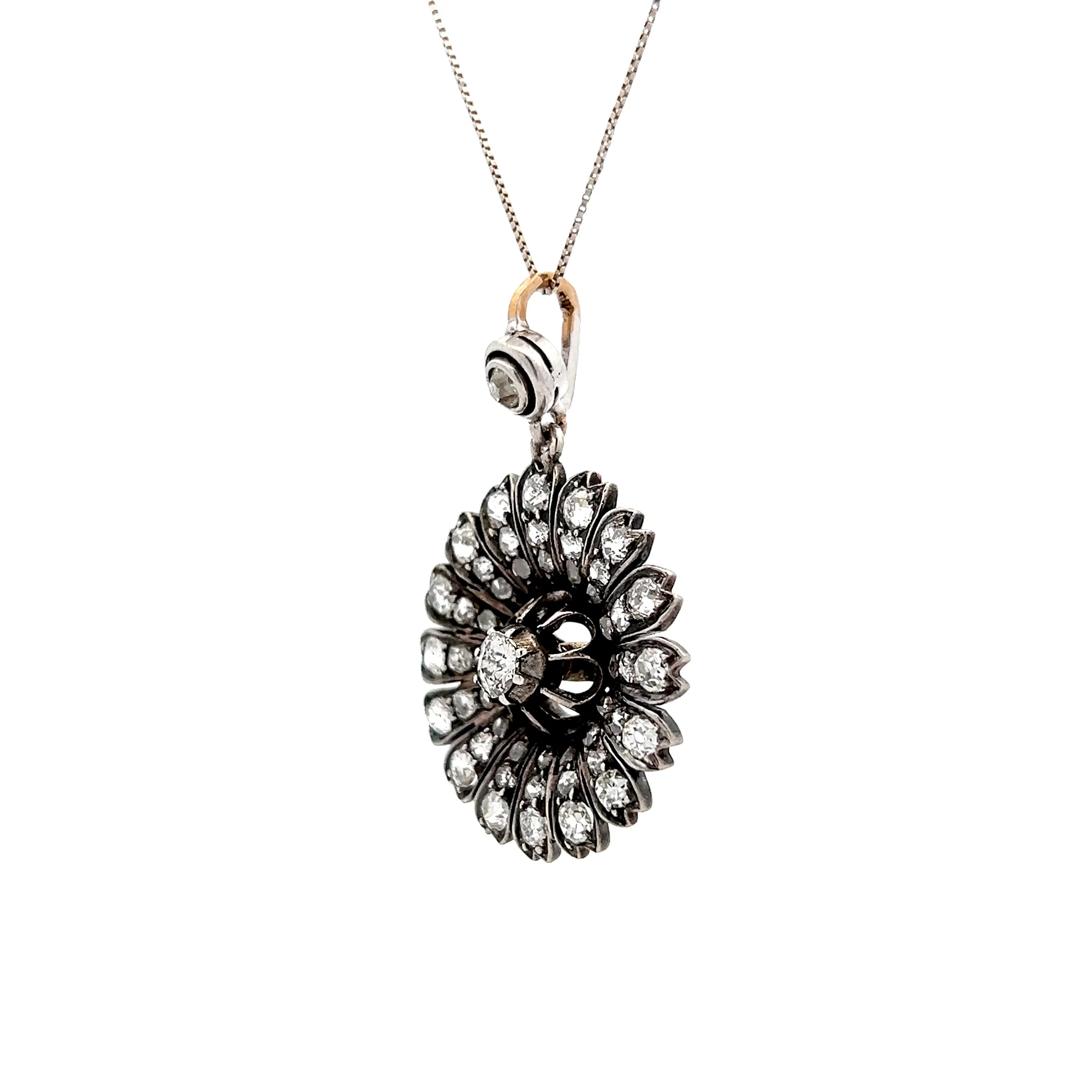 2.00 Antique Edwardian Diamond Pendant Necklace - Image 2