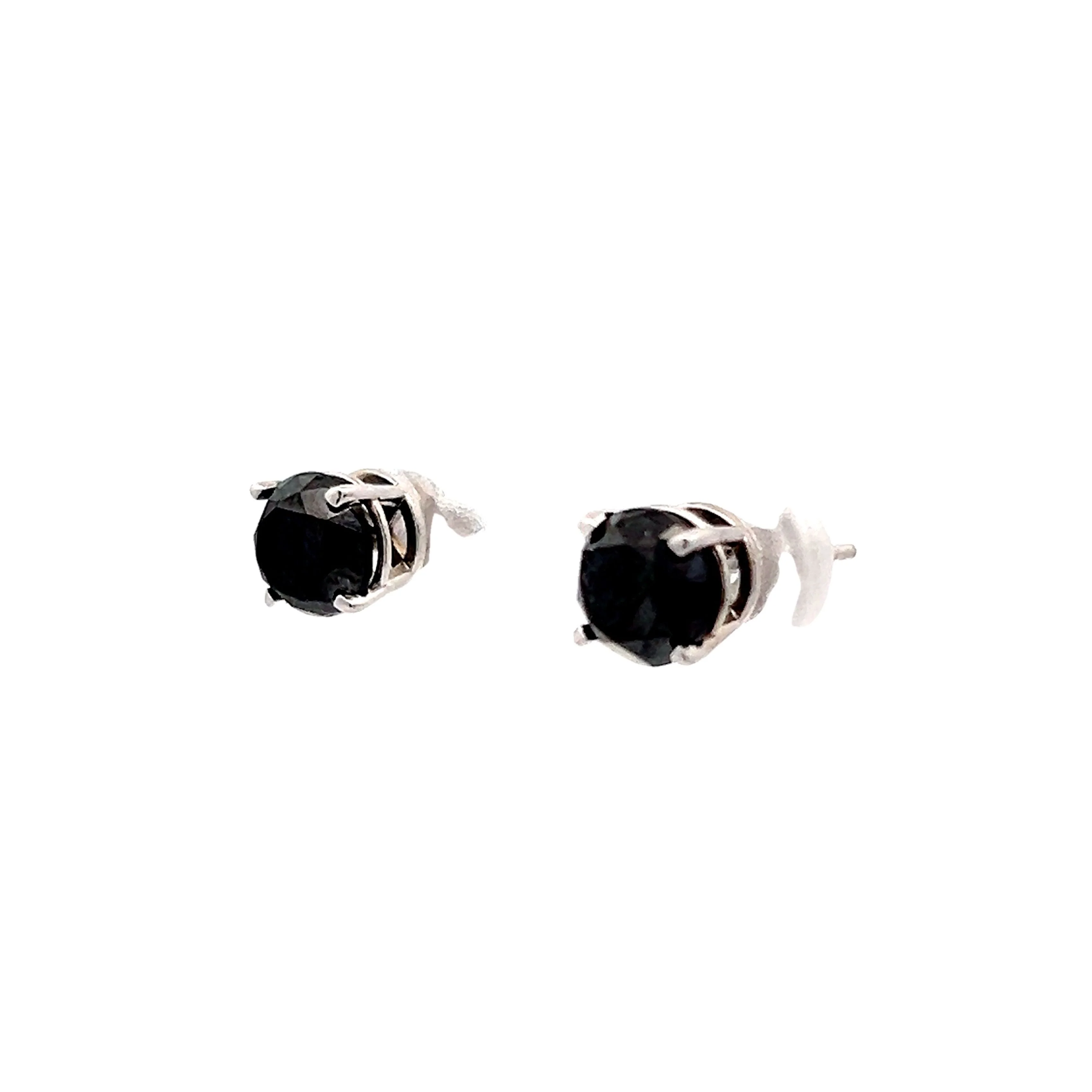 2.00 Black Diamond Stud Earrings in 14k White Gold - Image 2