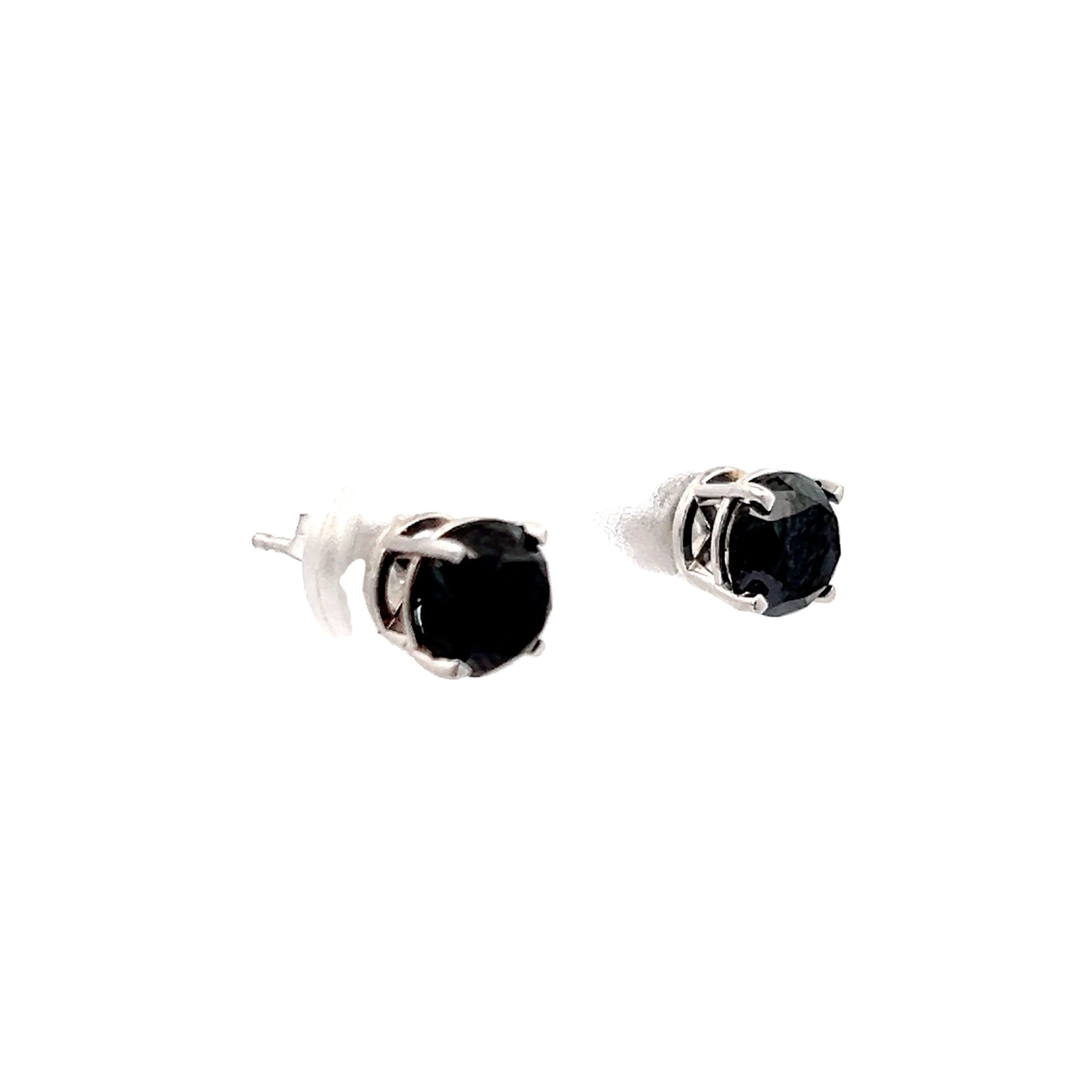 2.00 Black Diamond Stud Earrings in 14k White Gold - Image 3