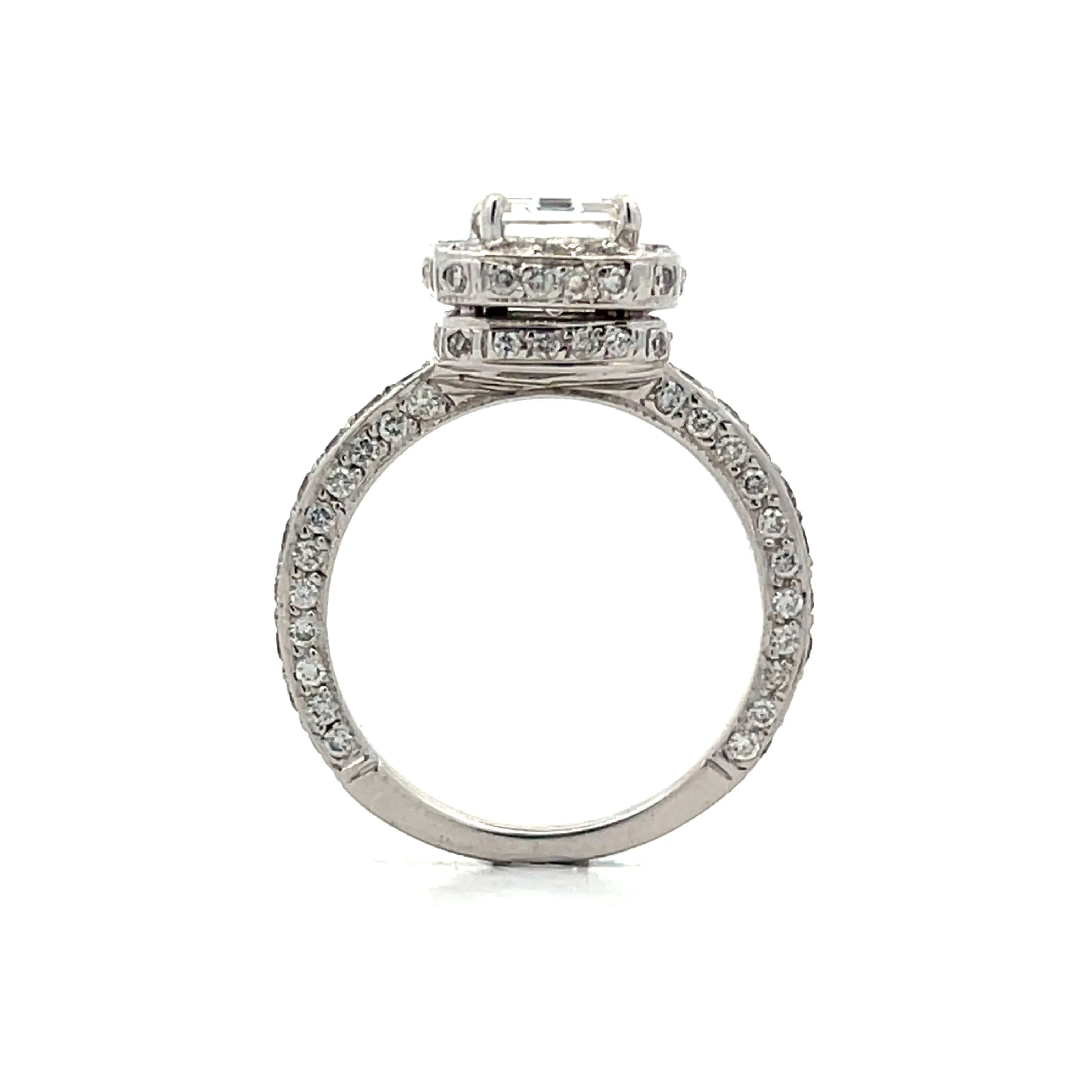 2.00 Emerald Cut Diamond Halo Engagement Ring in 18k - Image 4