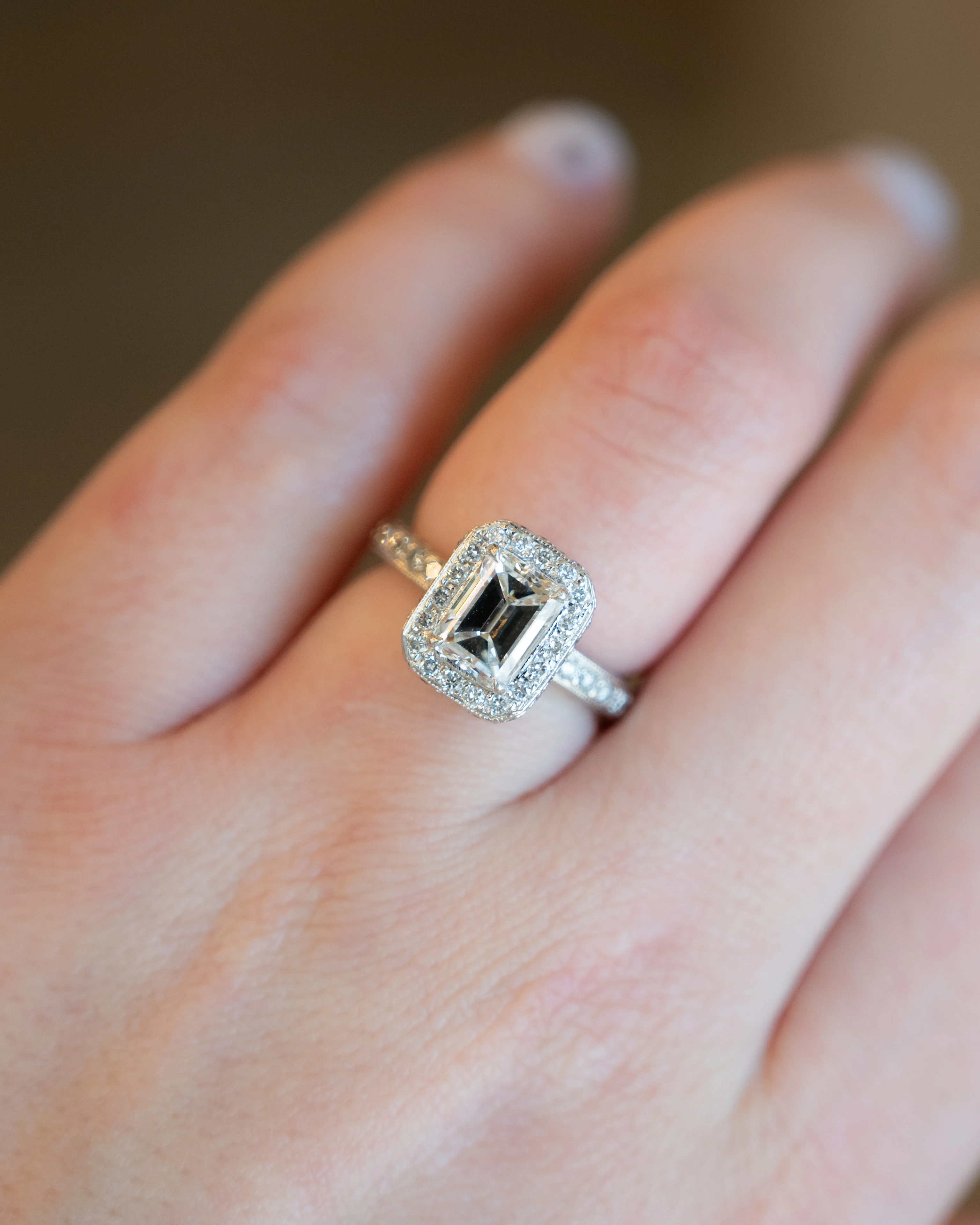 2.00 Emerald Cut Diamond Halo Engagement Ring in 18k - Image 7