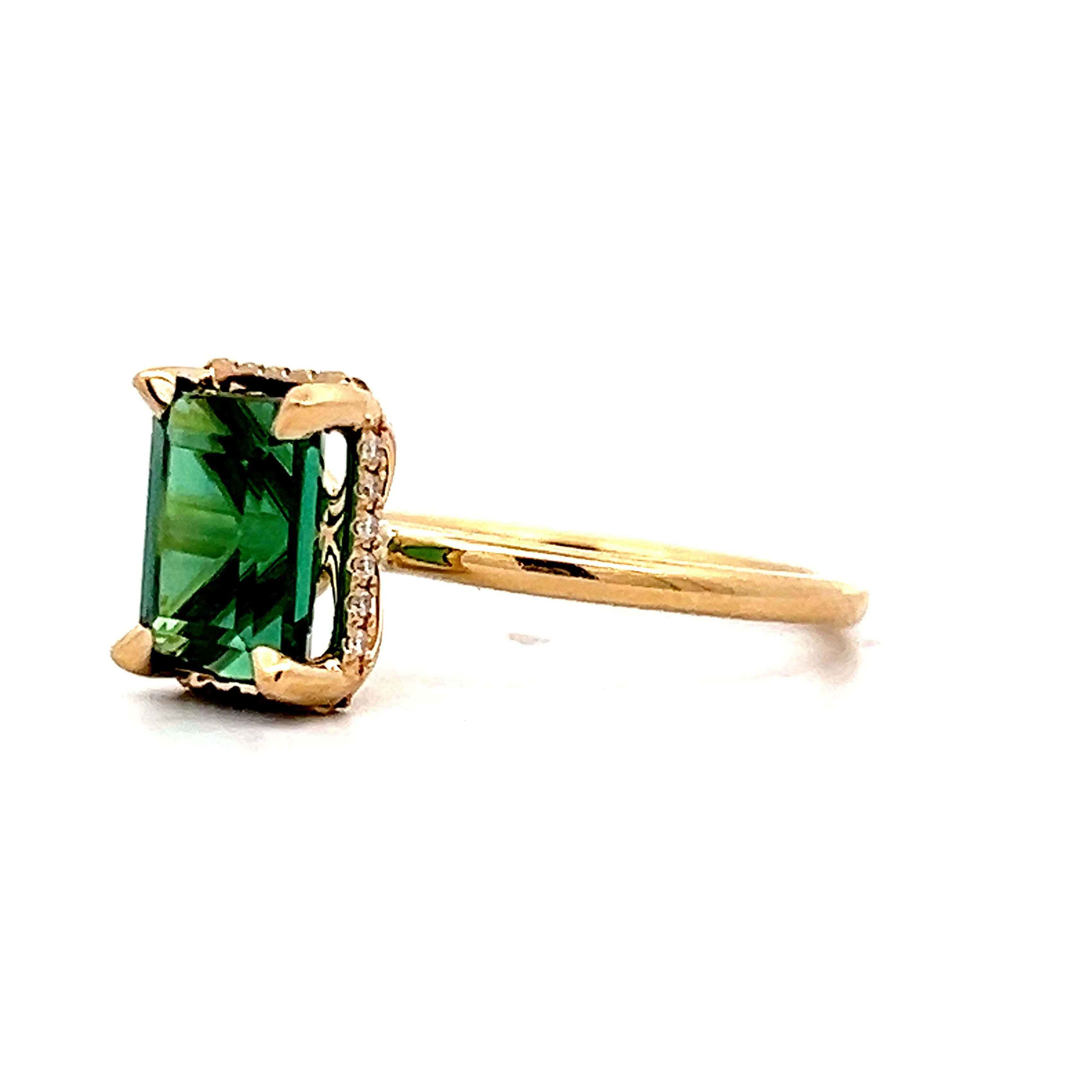 2.00 Green Tourmaline Solitaire Engagement Ring in Yellow Gold - Image 2