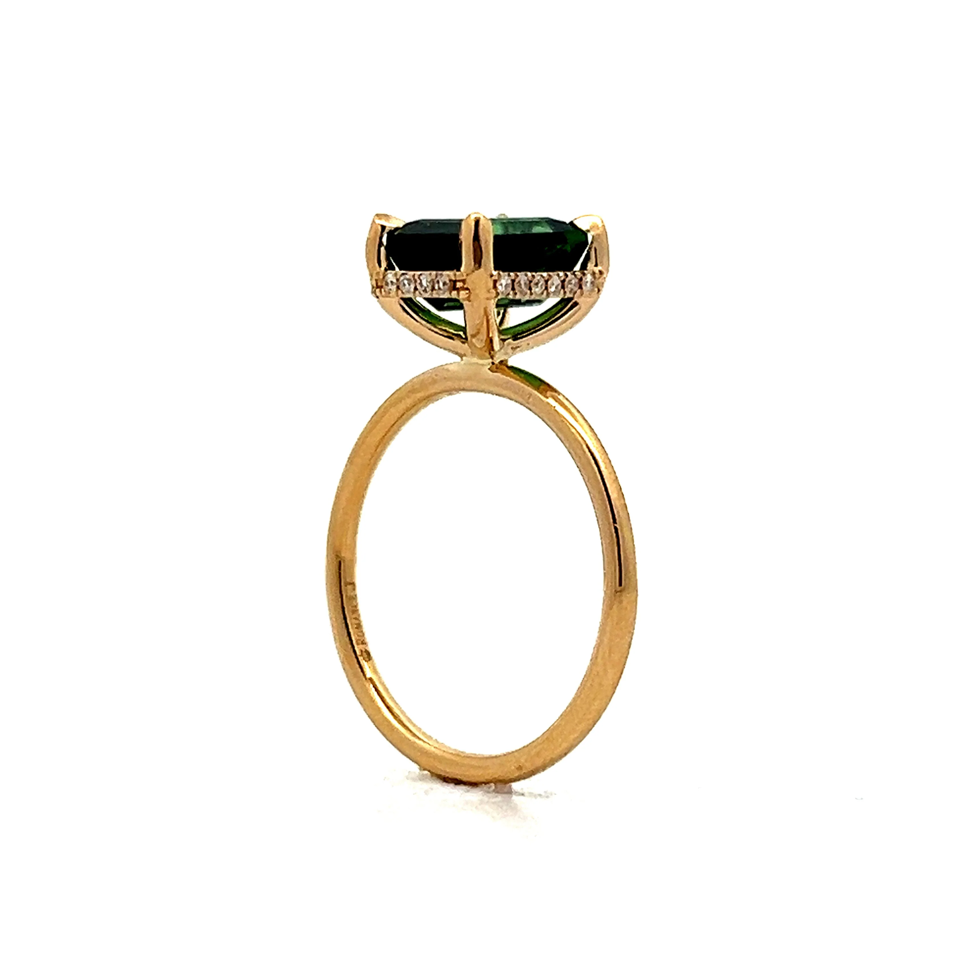 2.00 Green Tourmaline Solitaire Engagement Ring in Yellow Gold - Image 5