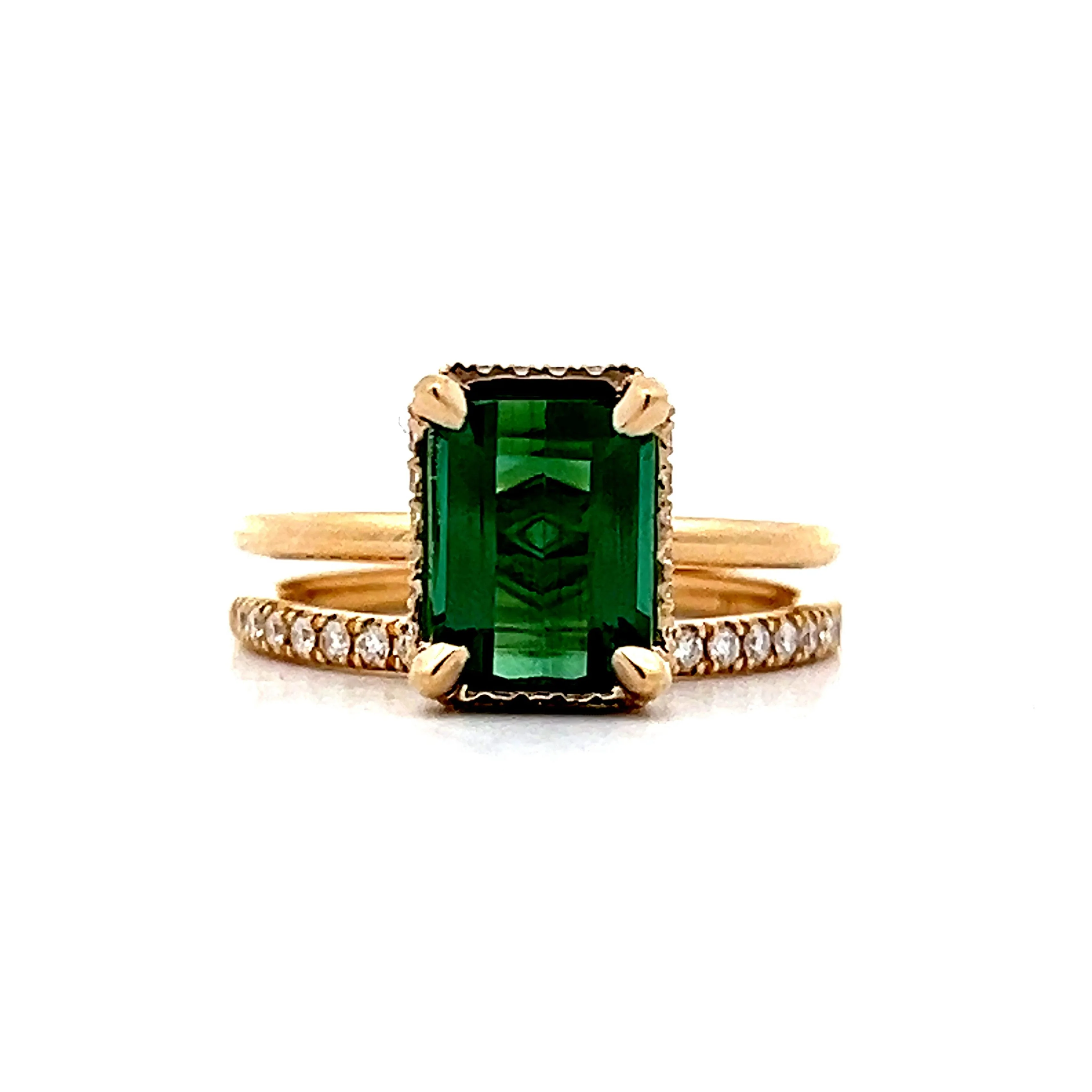 2.00 Green Tourmaline Solitaire Engagement Ring in Yellow Gold - Image 6