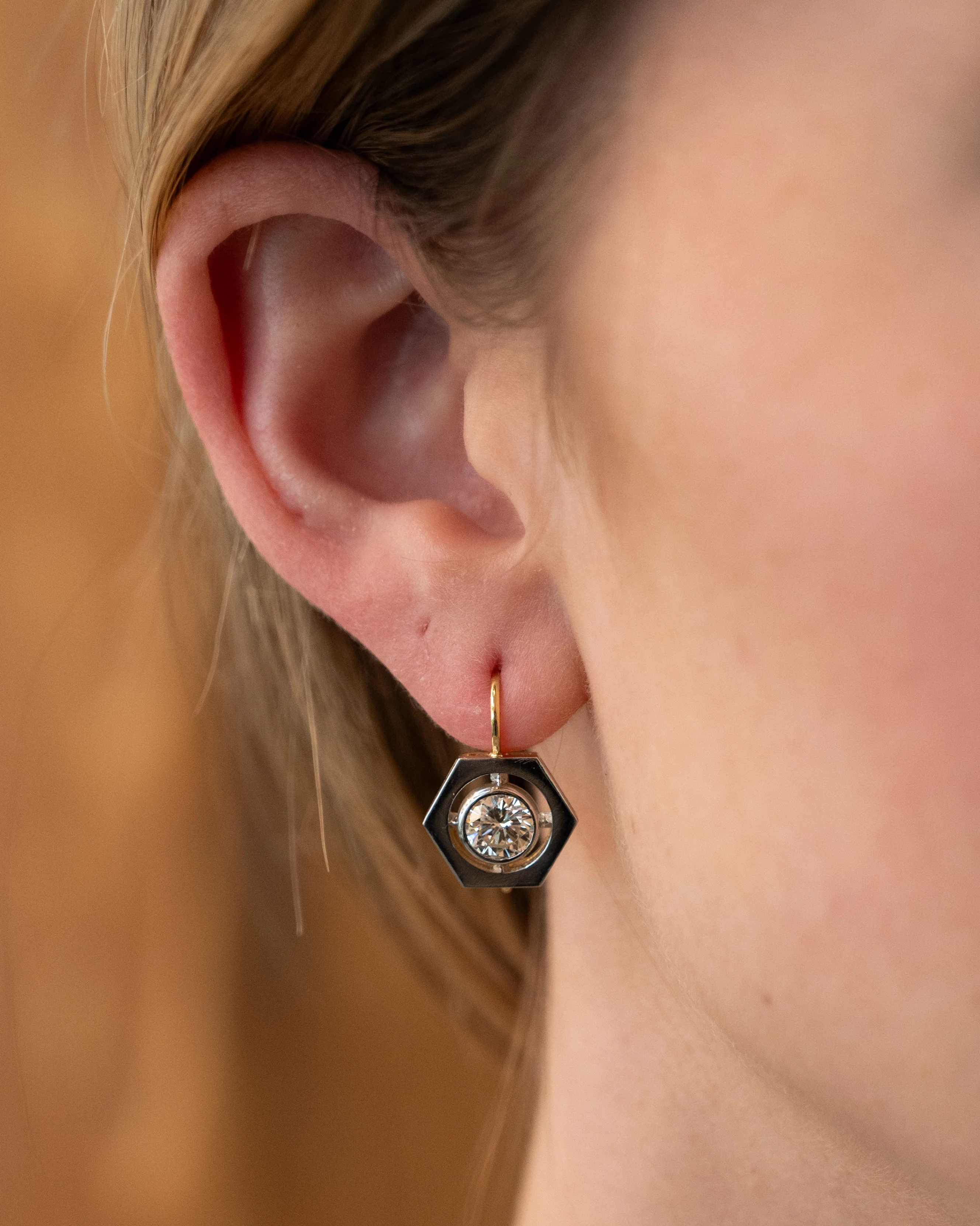 2.00 Transitional Diamond Drop Earrings Platinum & 18k - Image 6