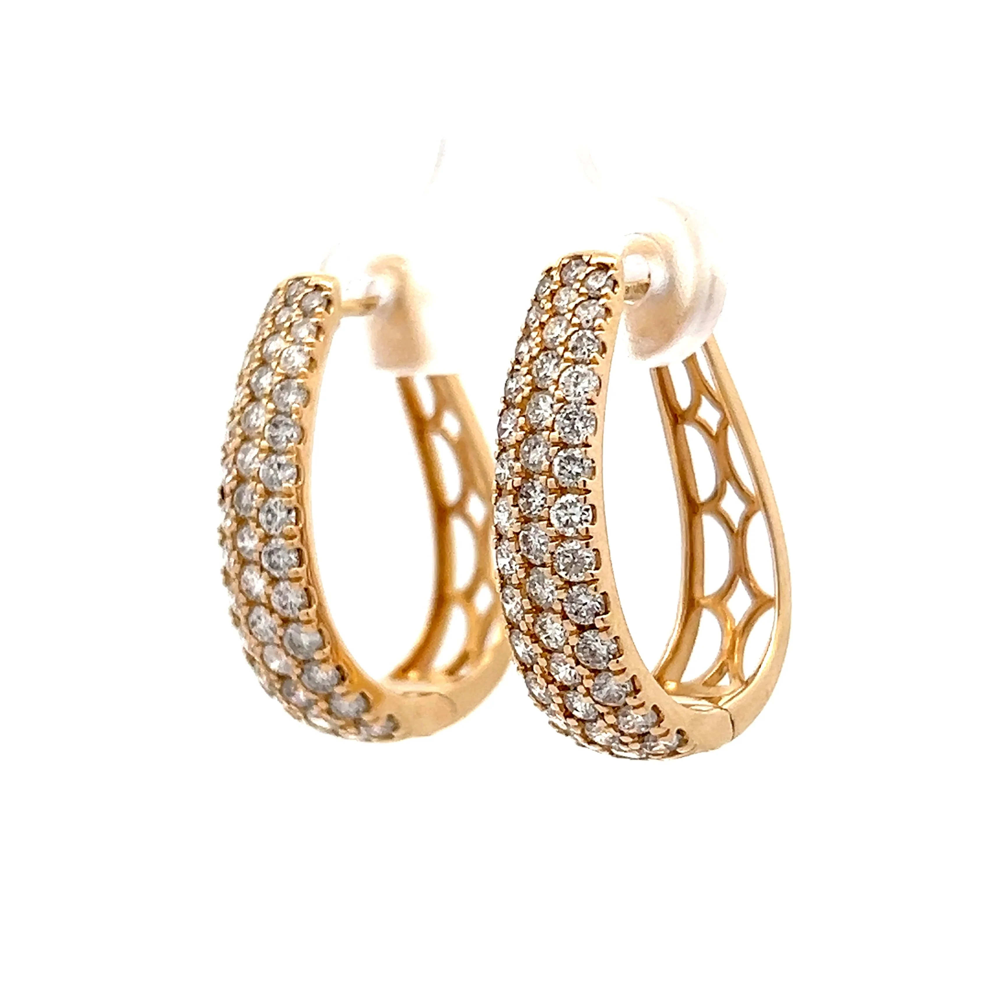 2.00 Wide Chunky Diamond Hoop Earrings in 14k - Image 2