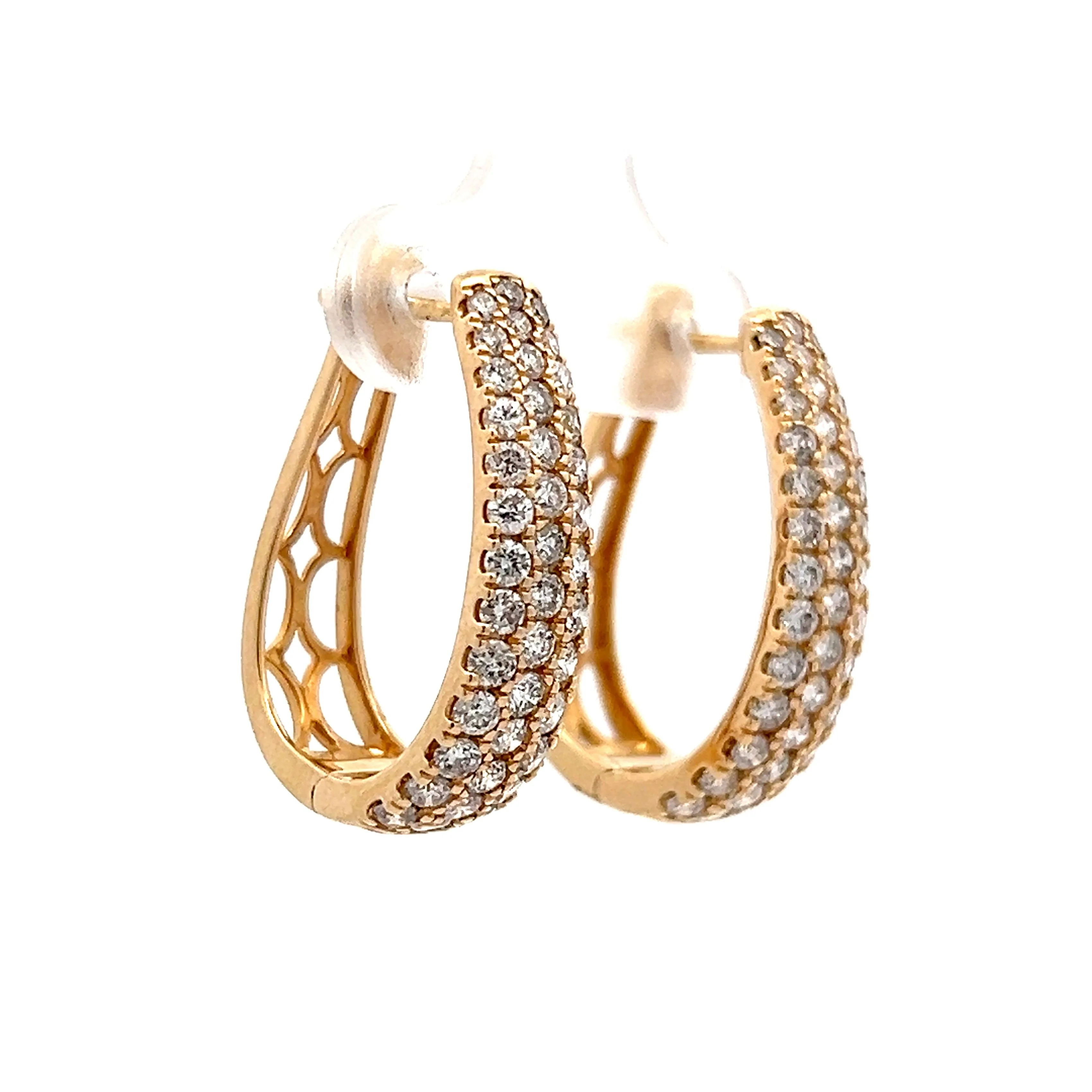 2.00 Wide Chunky Diamond Hoop Earrings in 14k - Image 3