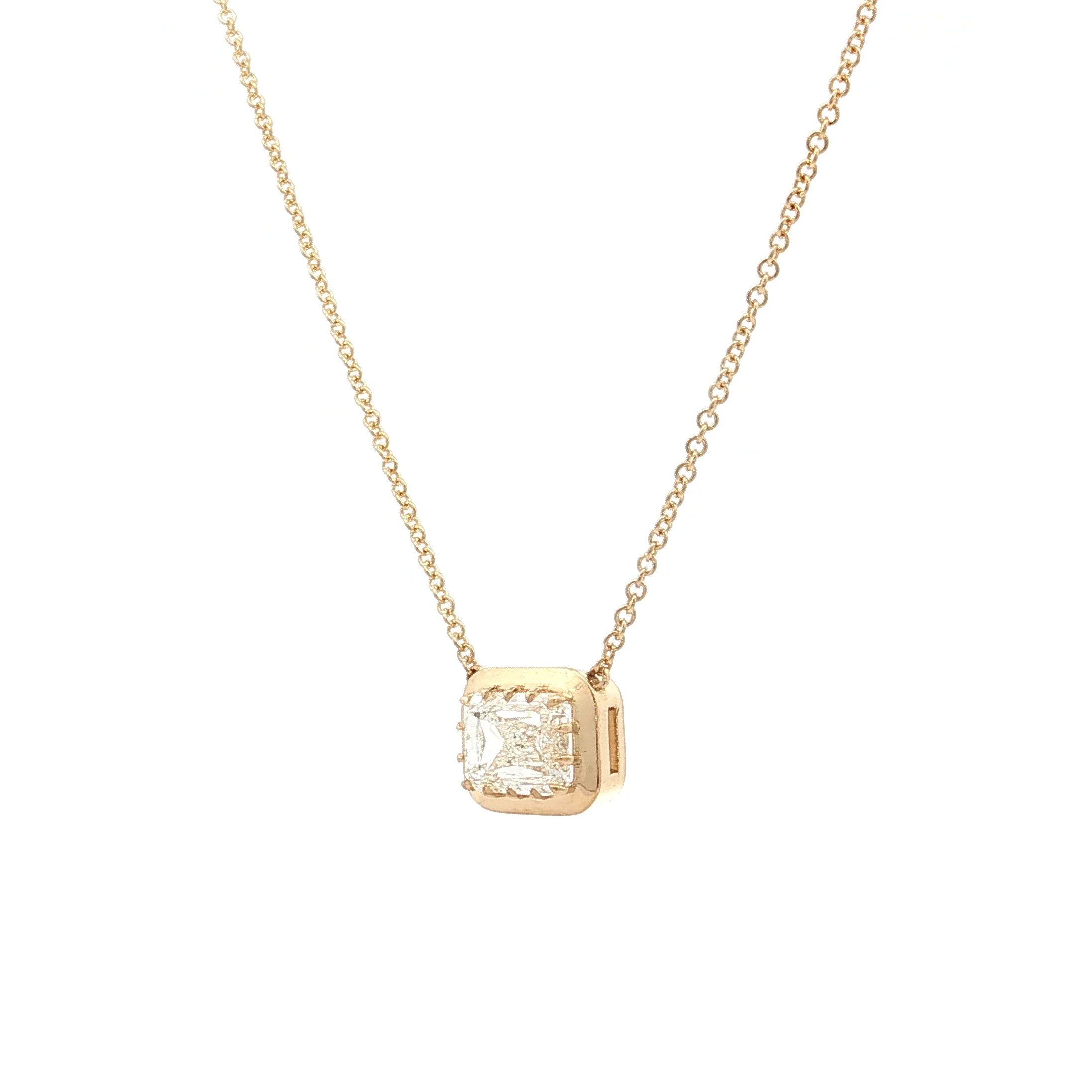 2.01 Emerald Cut Diamond Pendant Necklace 18k - Image 2