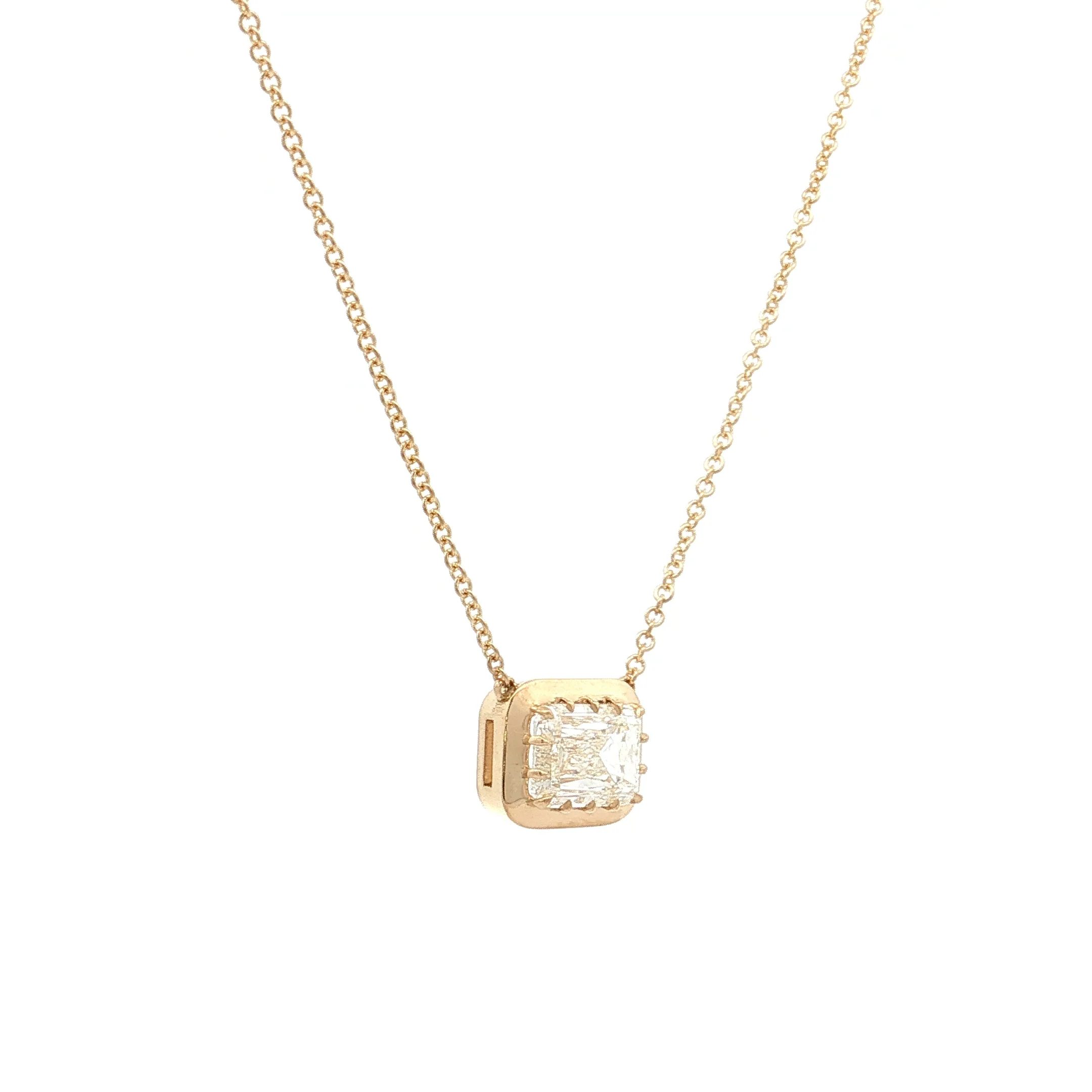 2.01 Emerald Cut Diamond Pendant Necklace 18k - Image 3