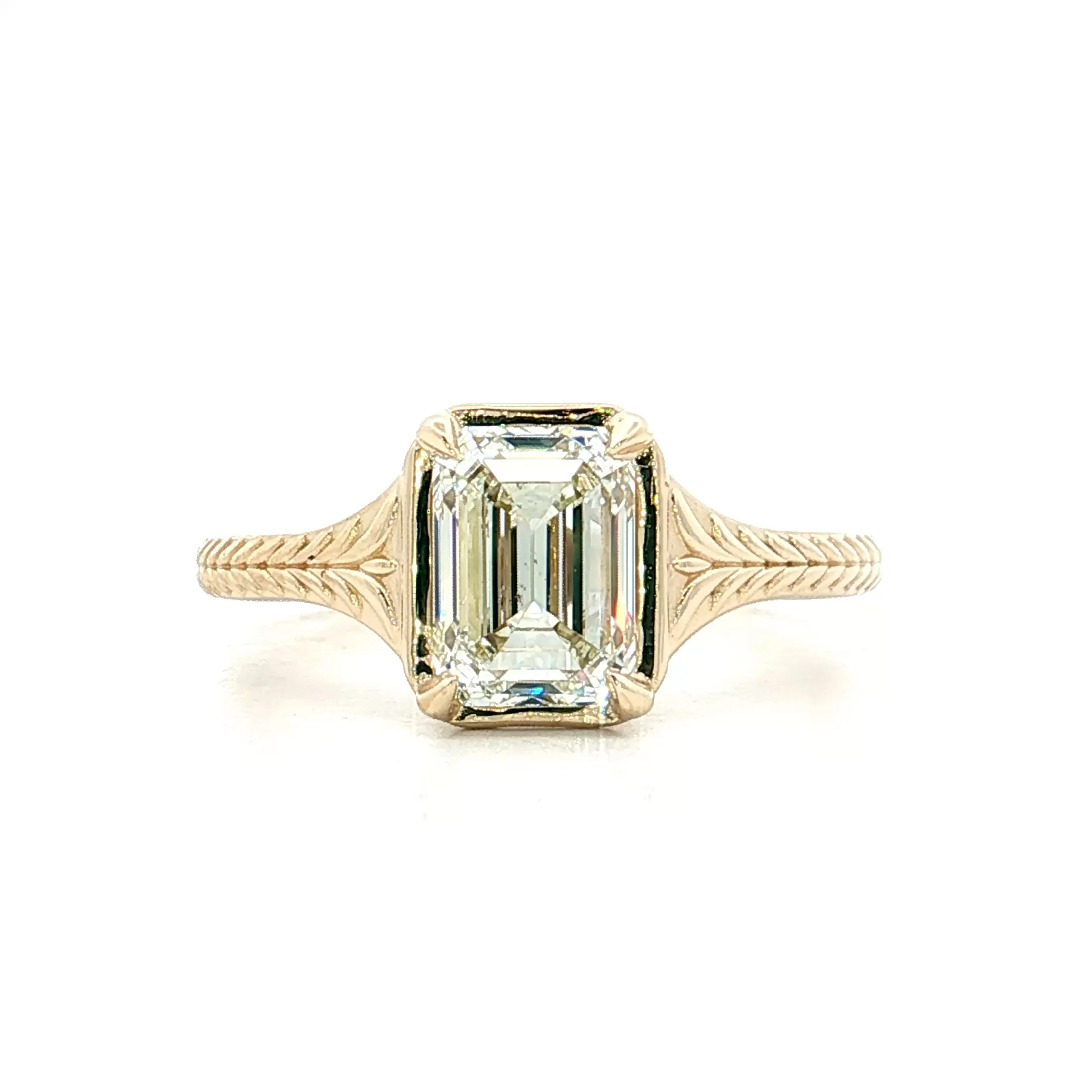 2.01 GIA Emerald Cut Diamond Engagement Ring 14k