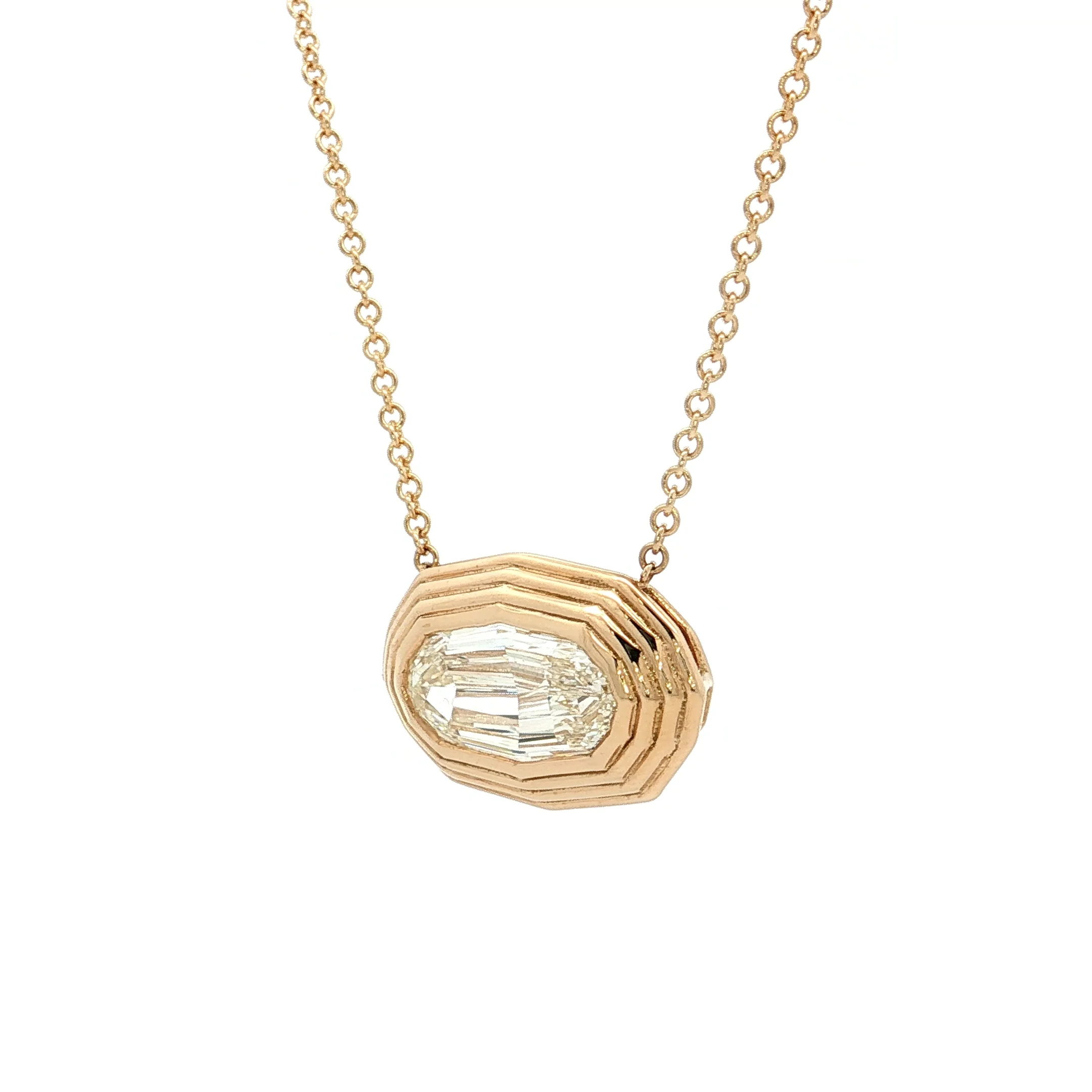 2.01 GIA Oval Step Diamond Pendant Necklace 18k - Image 2