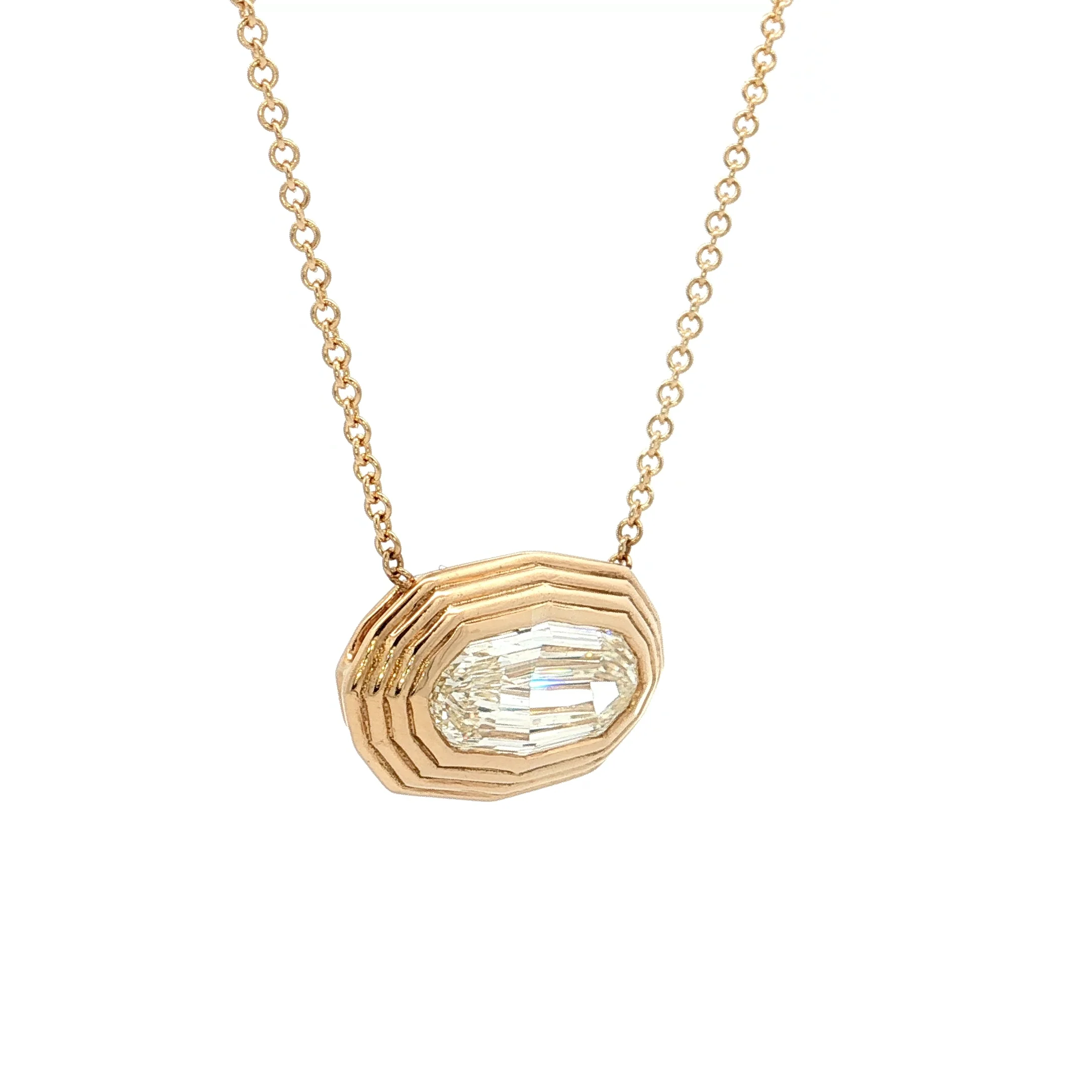 2.01 GIA Oval Step Diamond Pendant Necklace 18k - Image 3