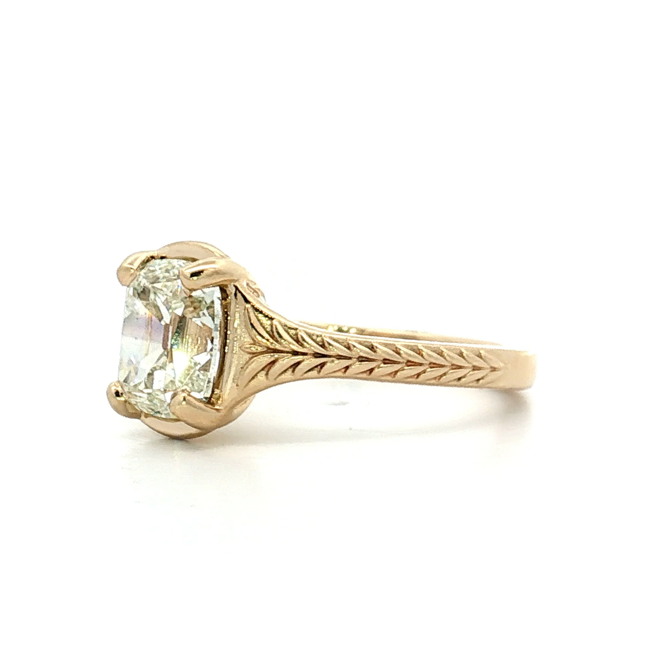 2.01 Old Mine Cushion Diamond Engagement Ring 14k - Image 2