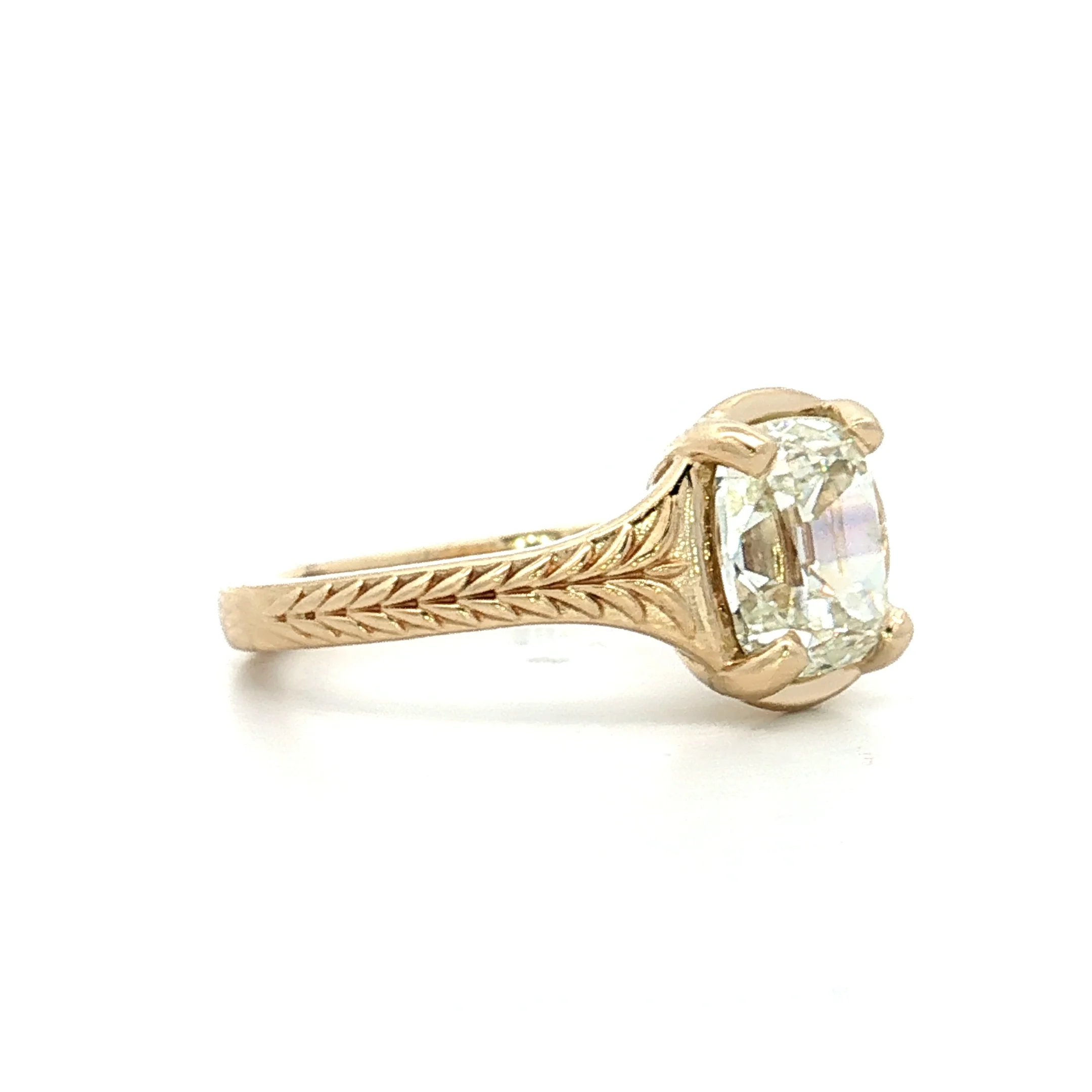2.01 Old Mine Cushion Diamond Engagement Ring 14k - Image 3