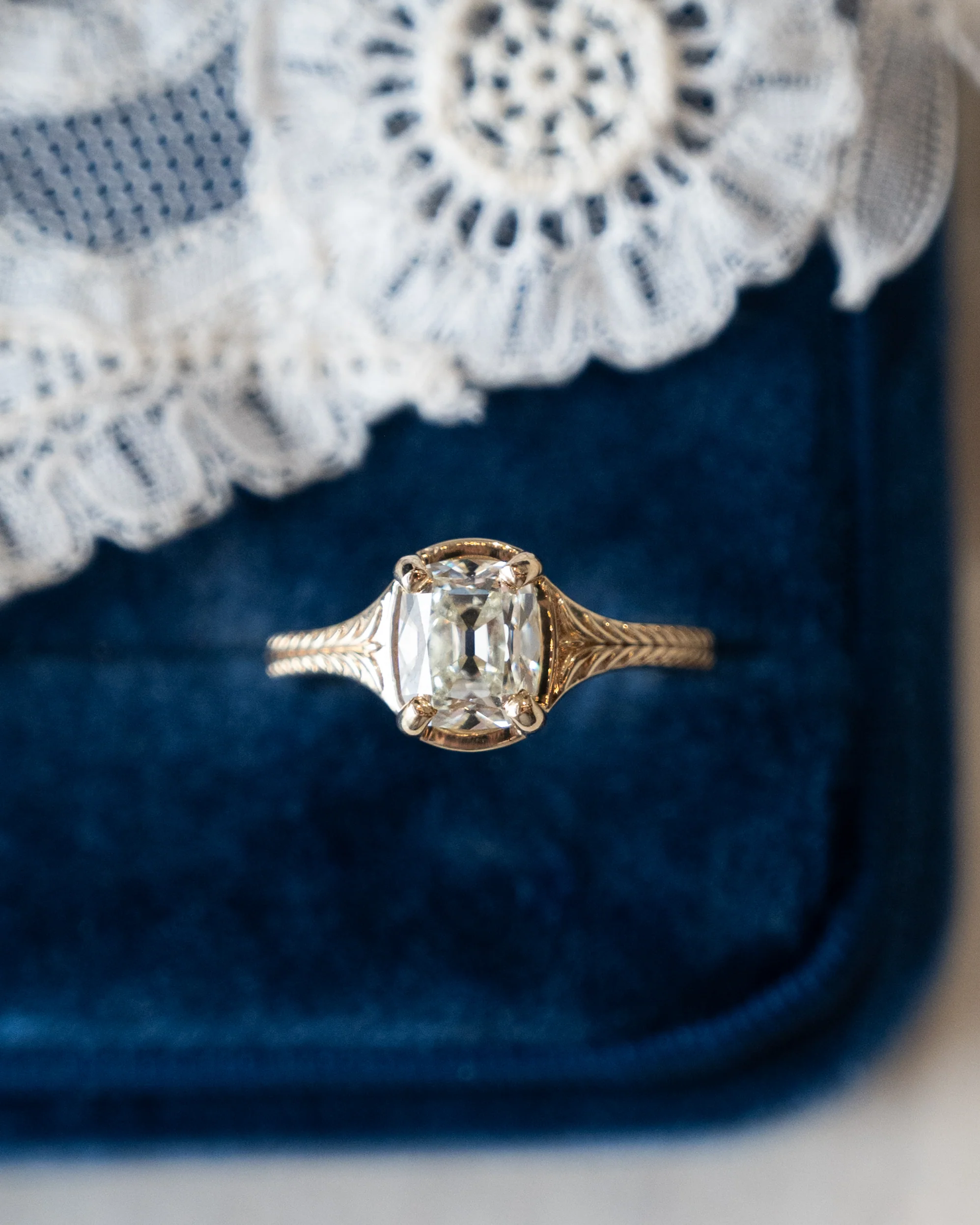 2.01 Old Mine Cushion Diamond Engagement Ring 14k - Image 6