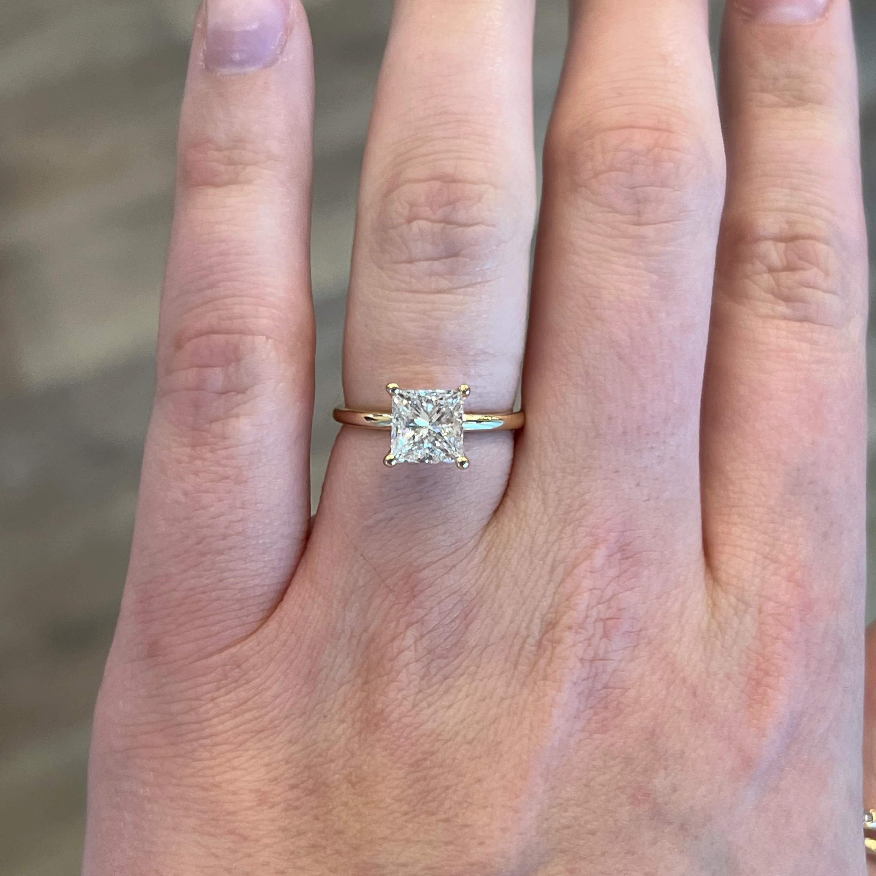 2.01 Princess Cut Diamond Engagement Ring in 14k Yellow Gold - Image 6