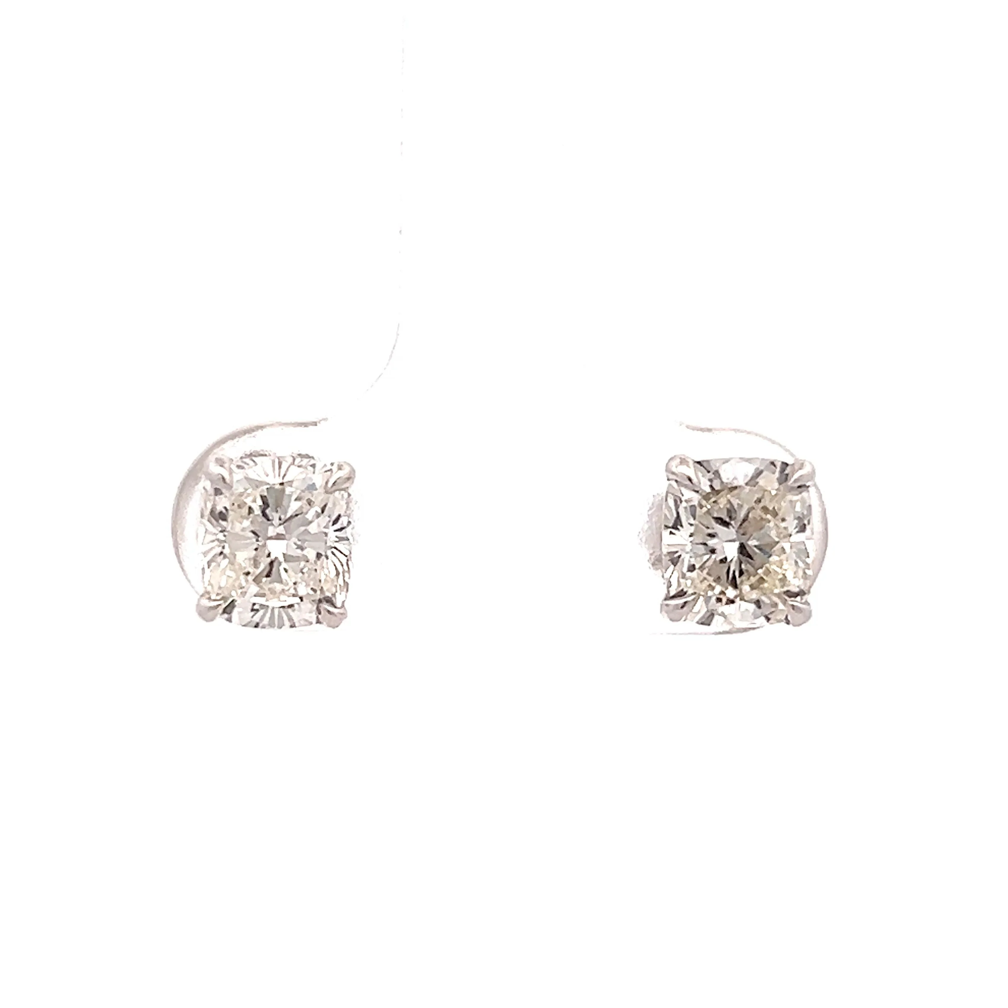 2.02 Cushion Cut Diamond Earrings Studs in 18k
