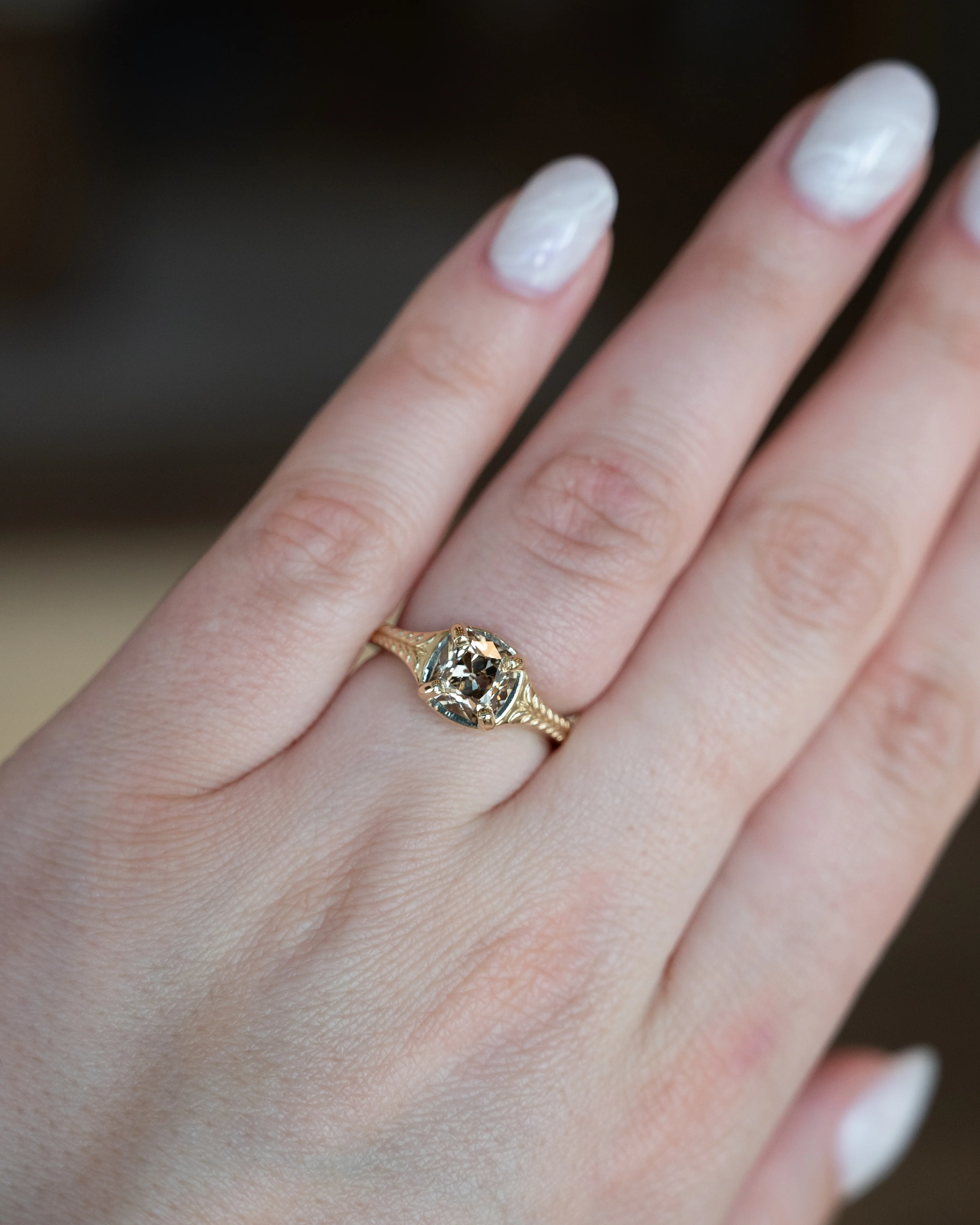 2.02 Old Mine Cushion Diamond Solitaire Ring 14k - Image 7
