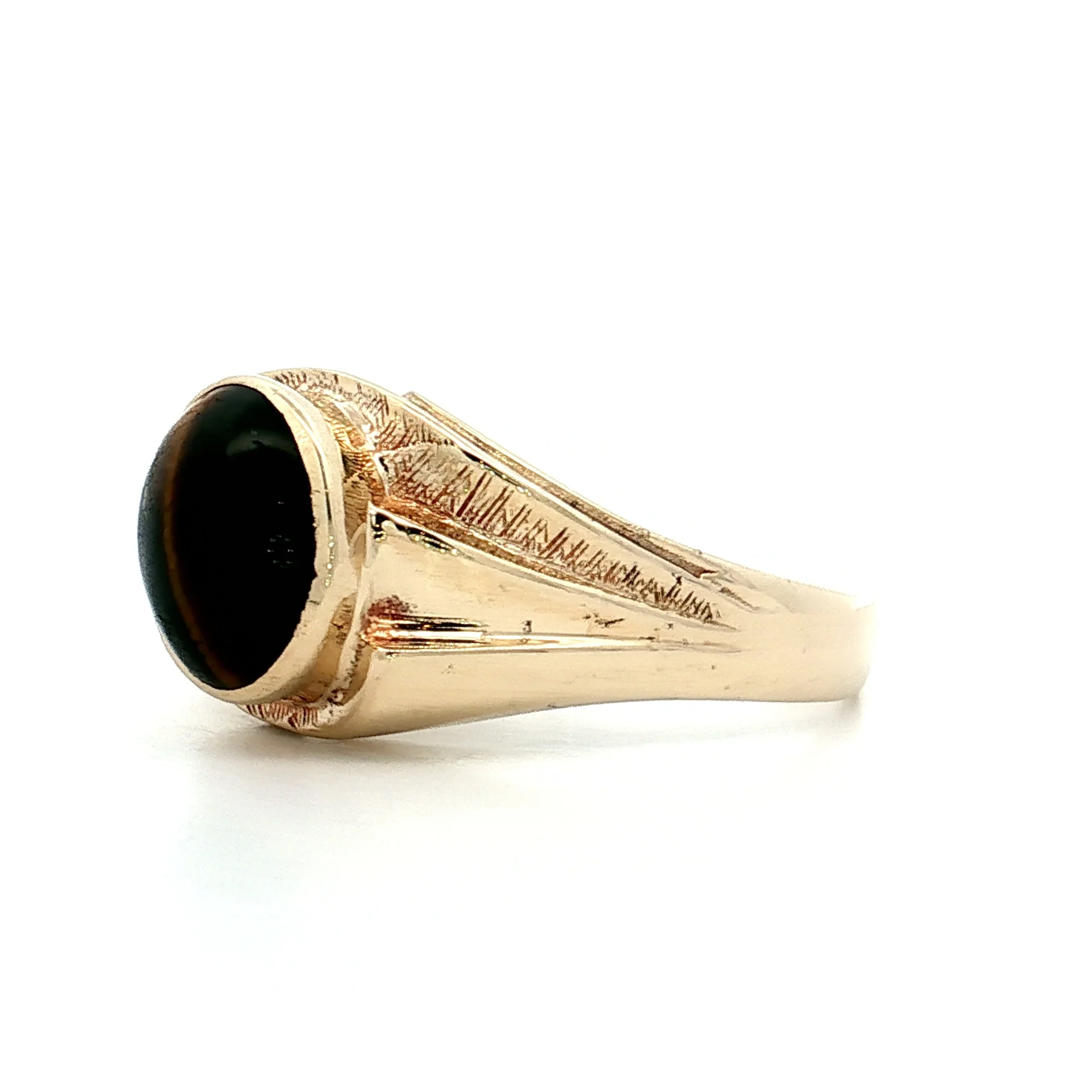 2.02 Vintage Mid-Century Tiger's Eye Cocktail Ring 10k - Image 2