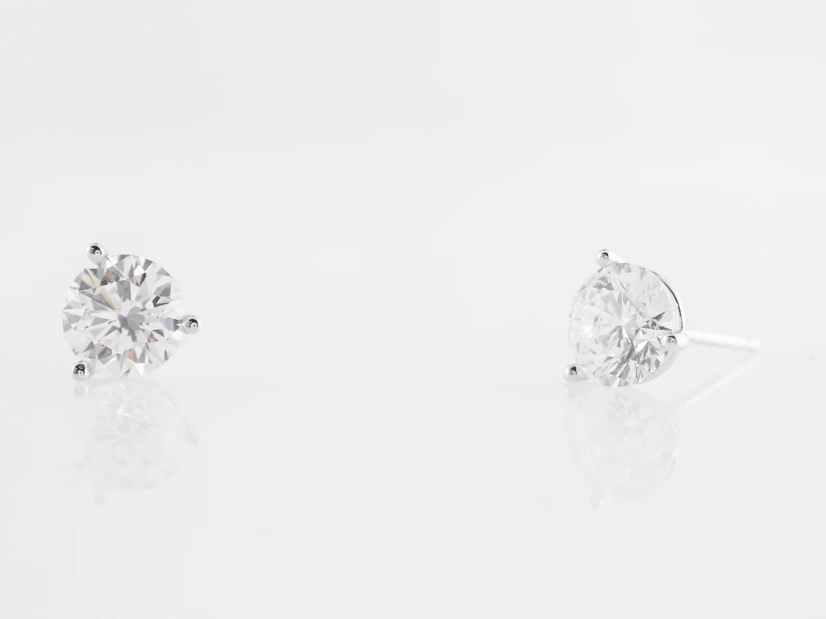 2.03 Carat Diamond Earring Studs in 14k White Gold