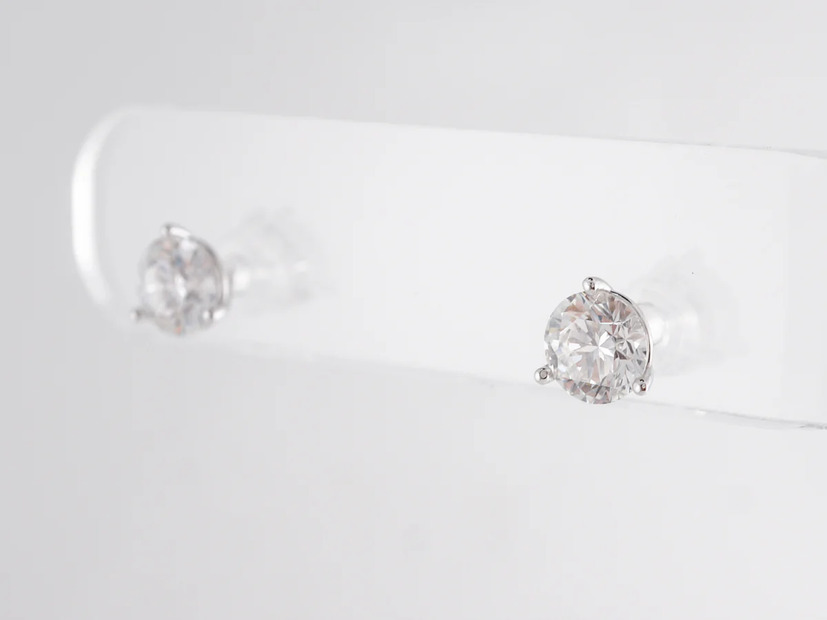 2.03 Carat Diamond Earring Studs in 14k White Gold - Image 4