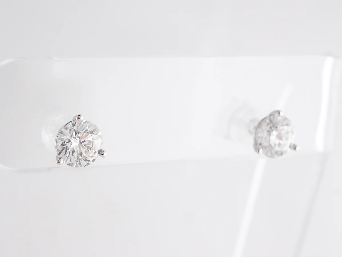 2.03 Carat Diamond Earring Studs in 14k White Gold - Image 5