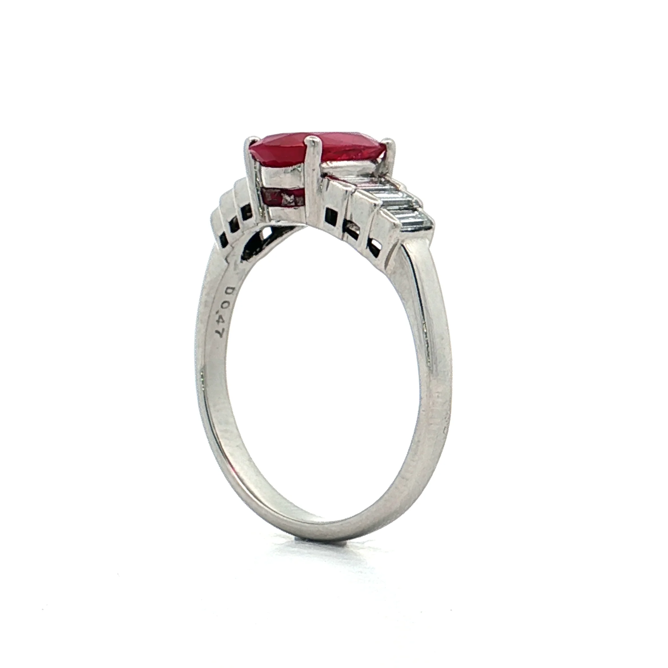 2.03 GIA Burma Ruby Engagement Ring Platinum - Image 5