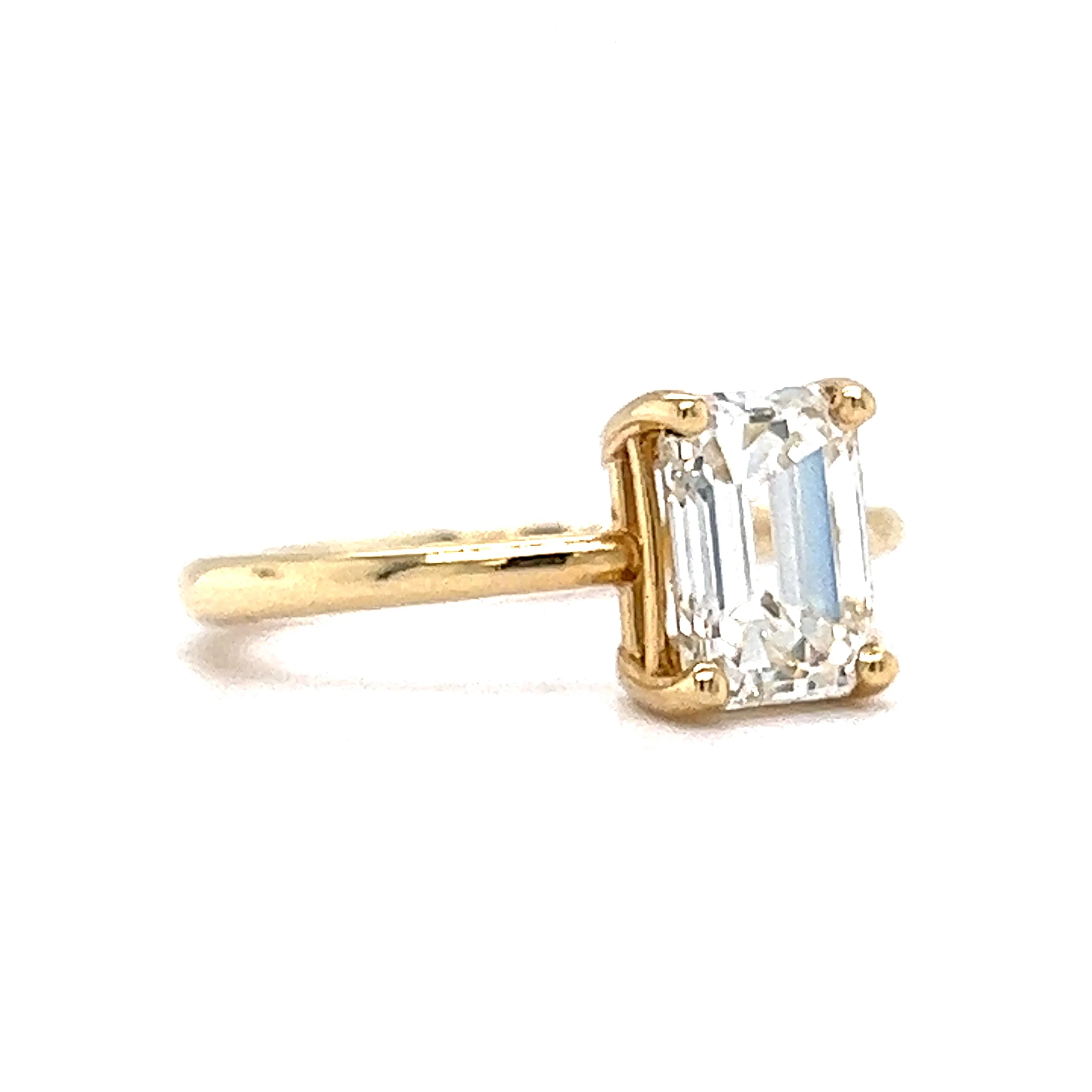 2.03 GIA Emerald Cut Diamond Engagement Ring in 14k Yellow Gold - Image 3