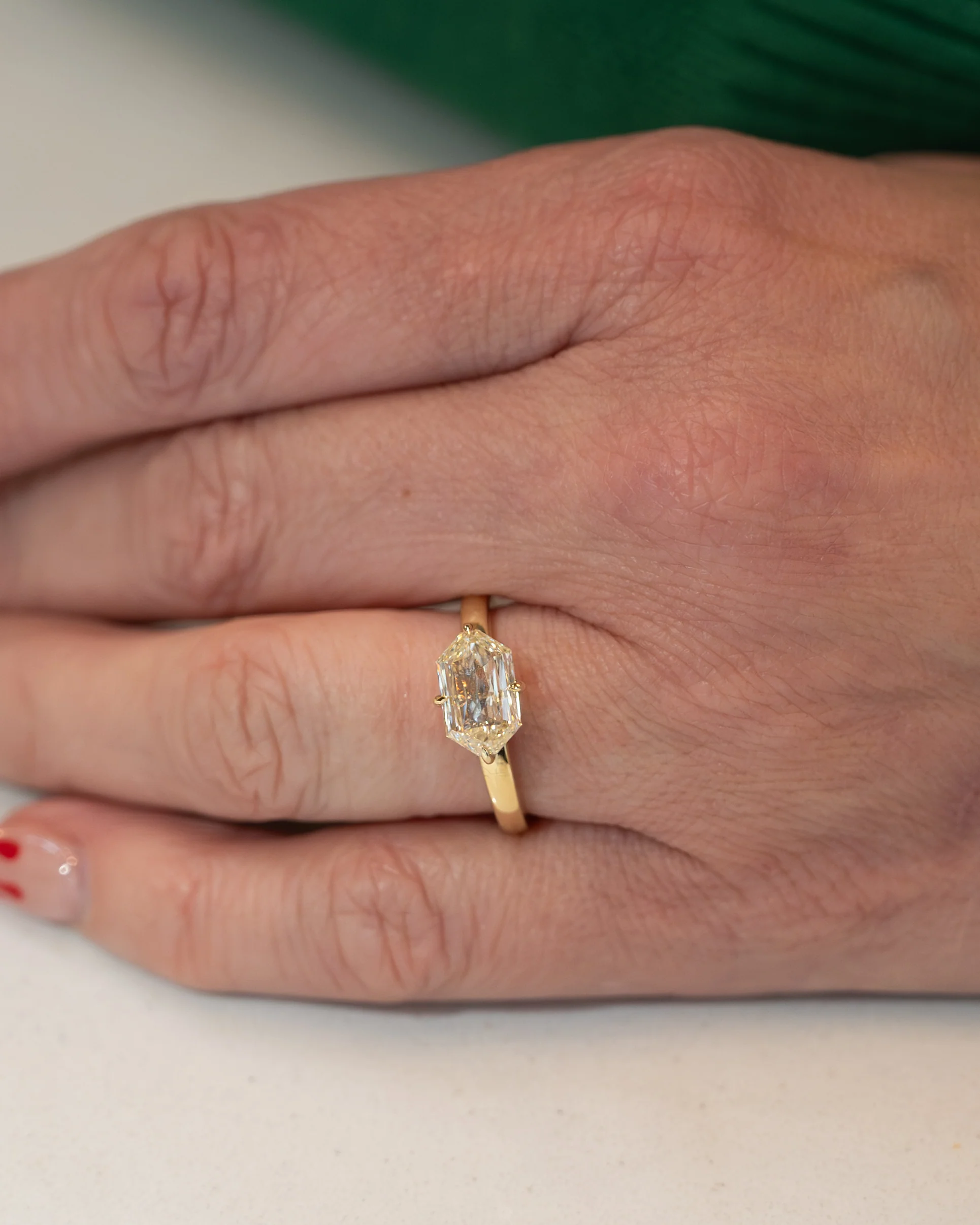 2.03 Hexagon Diamond Engagement Ring in 14k - Image 7