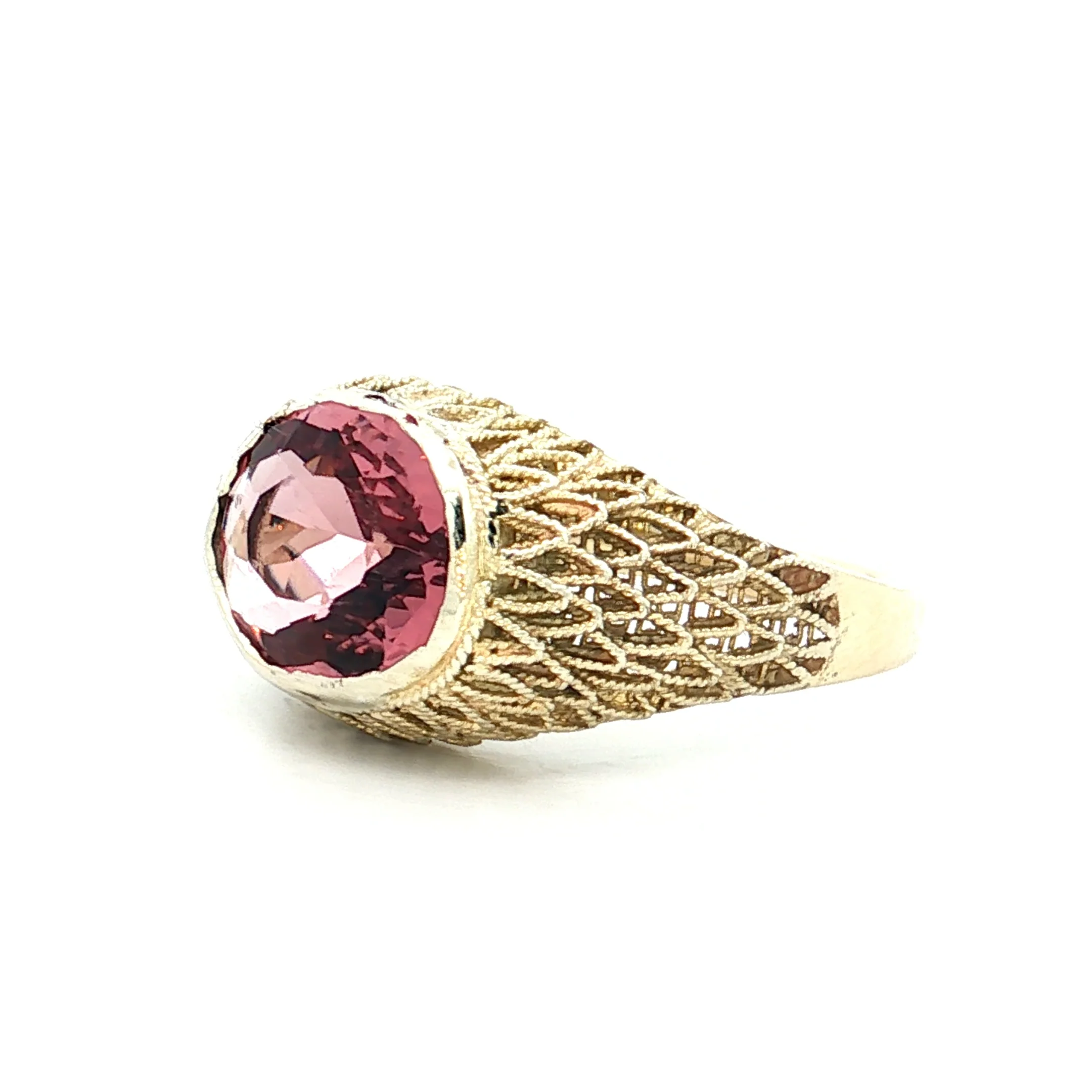 2.03 Oval Pink Tourmaline Cocktail Ring 14k - Image 2