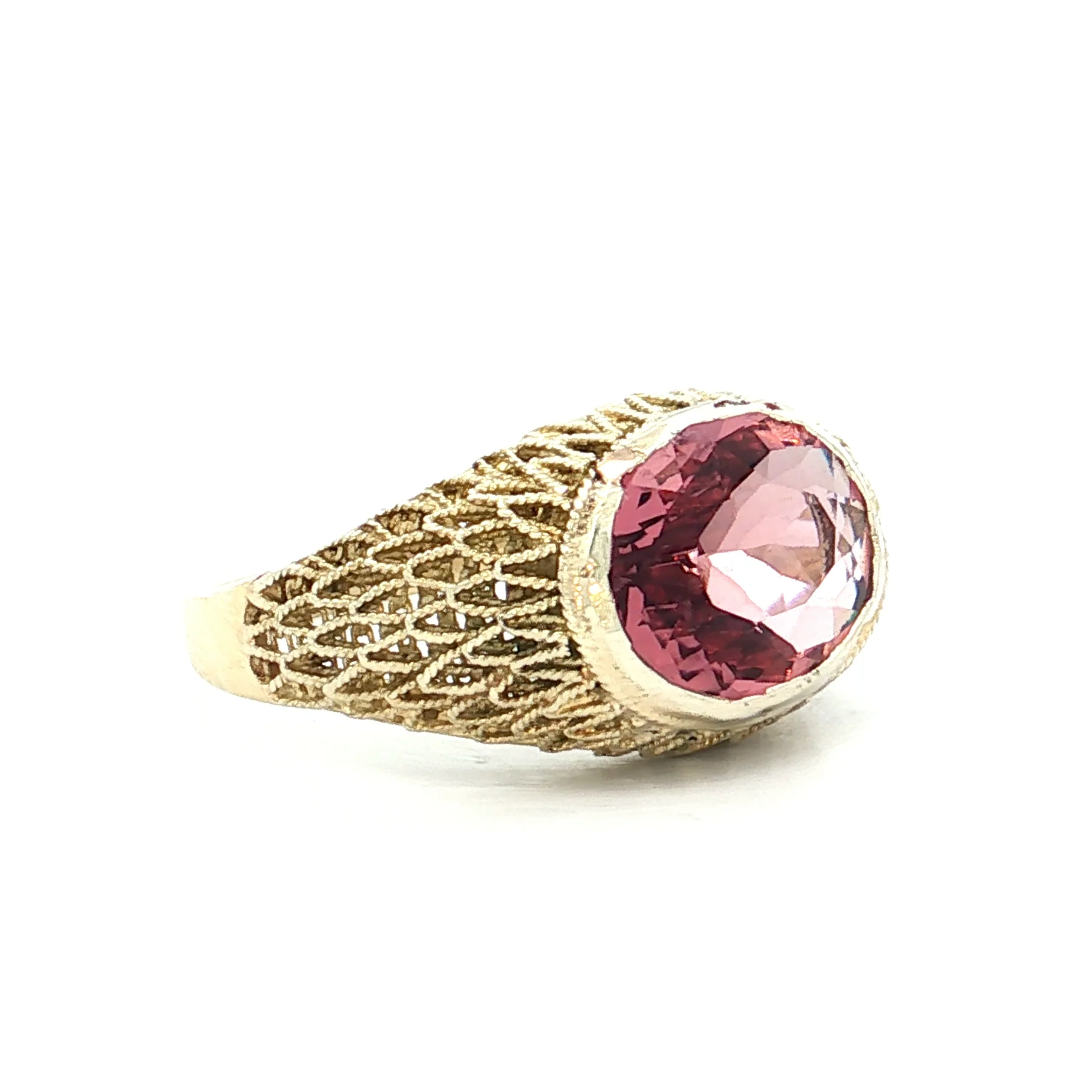 2.03 Oval Pink Tourmaline Cocktail Ring 14k - Image 3