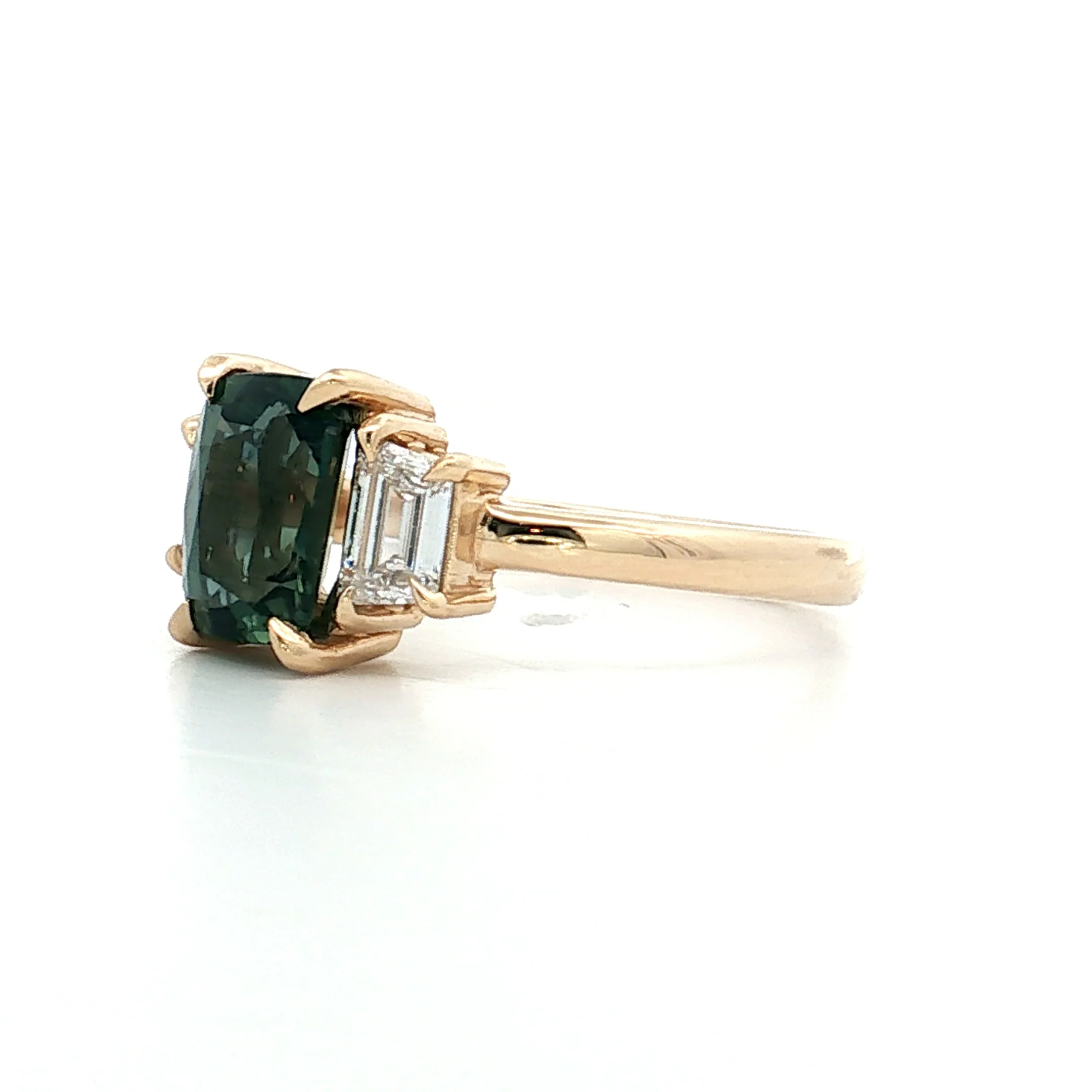 2.04 No Heat Cushion Sapphire Engagement Ring 14k - Image 2