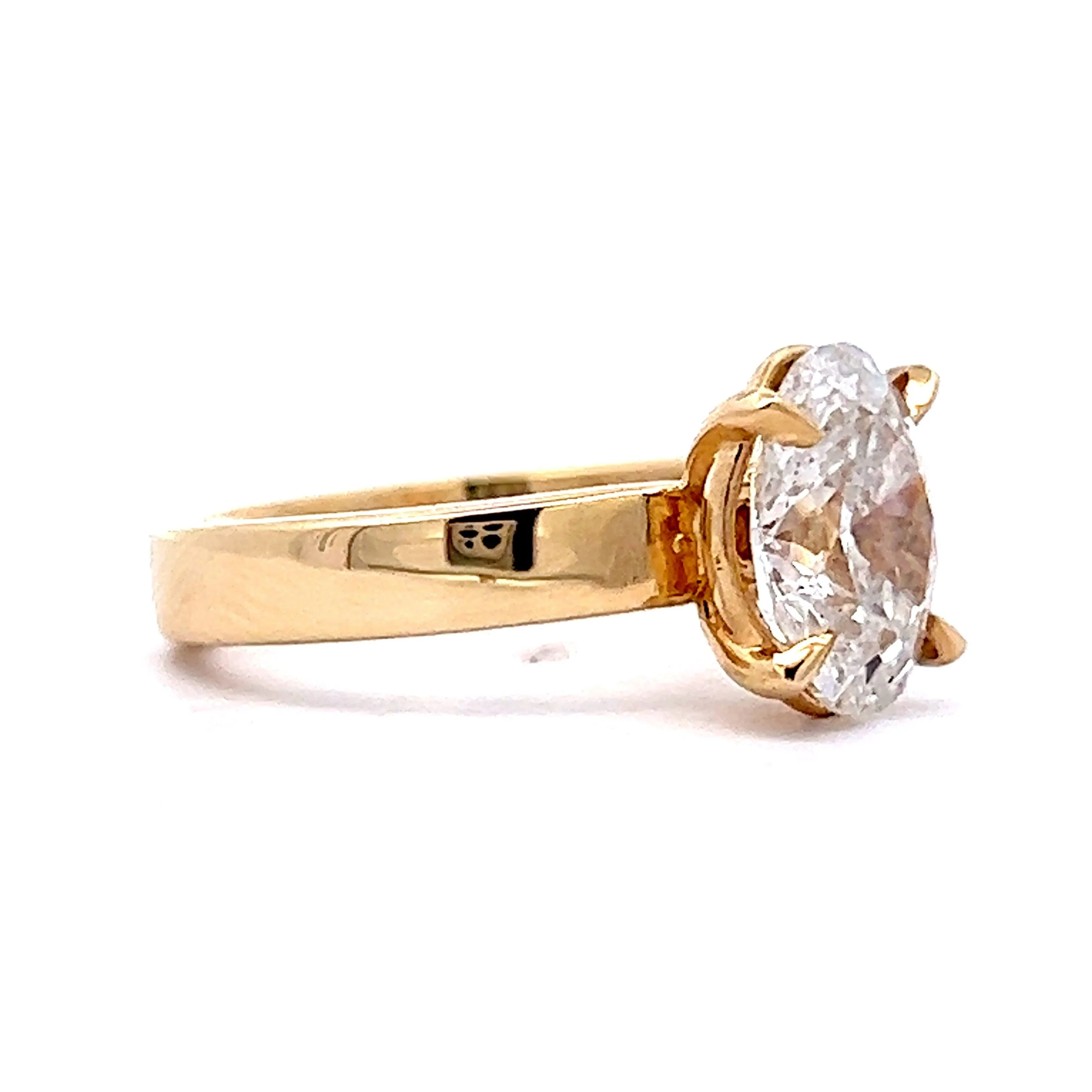 2.04 Oval Cut Diamond Engagement Ring in 14k Yellow Gold - Image 3