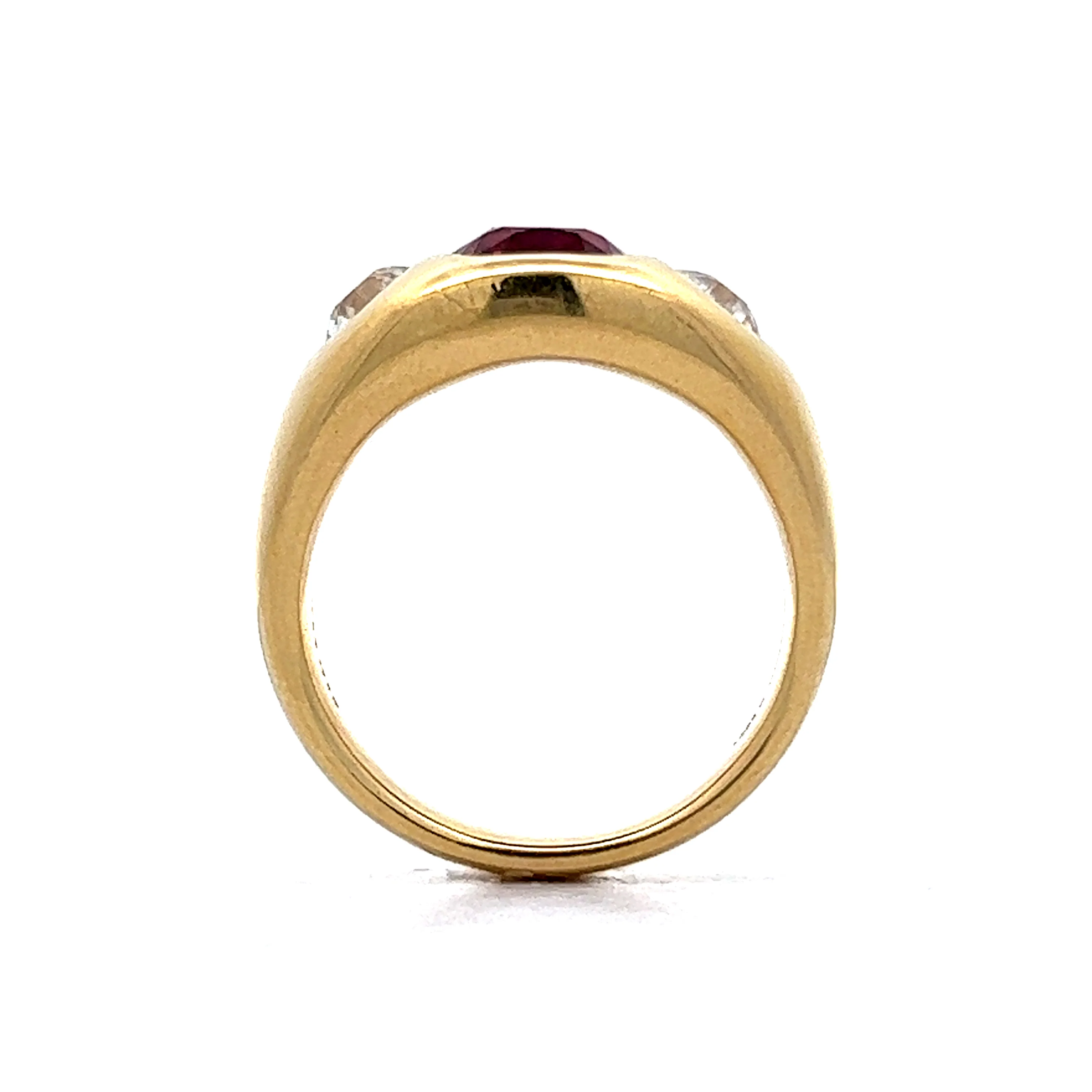 2.04 Ruby Three-Stone Cocktail Ring in 18k Yellow Gold - Image 4