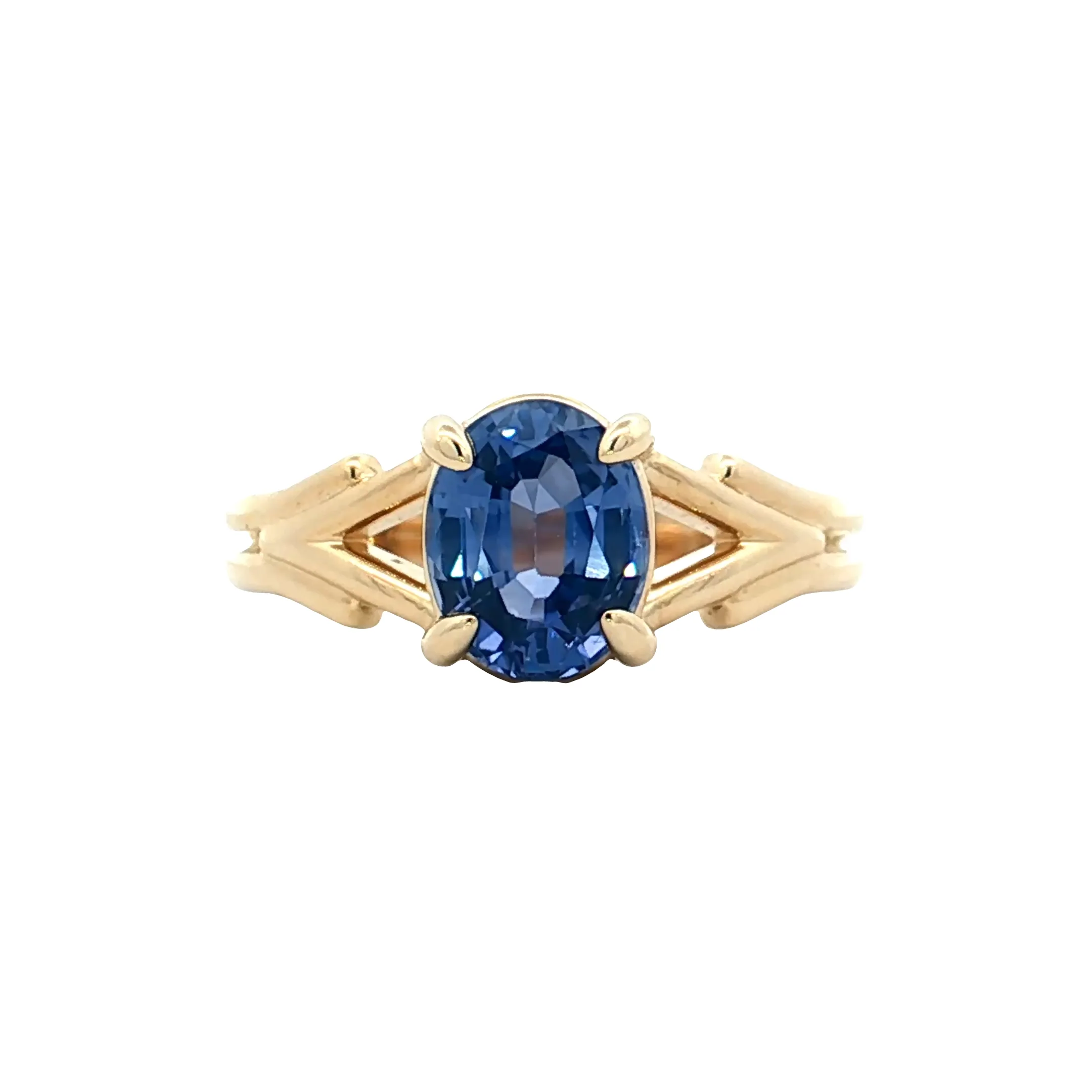 2.05 Oval Blue Sapphire Engagement Ring 14k