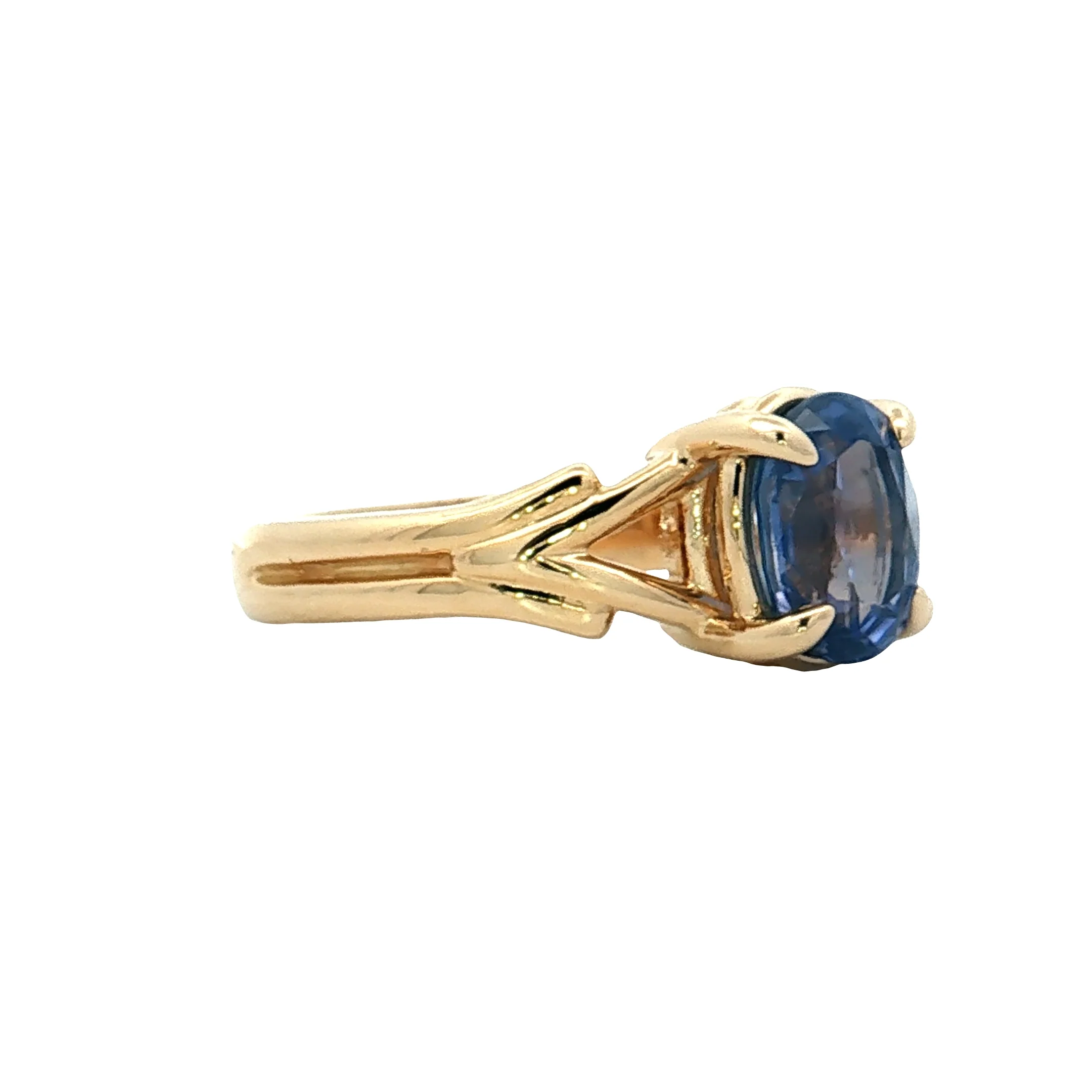 2.05 Oval Blue Sapphire Engagement Ring 14k - Image 3
