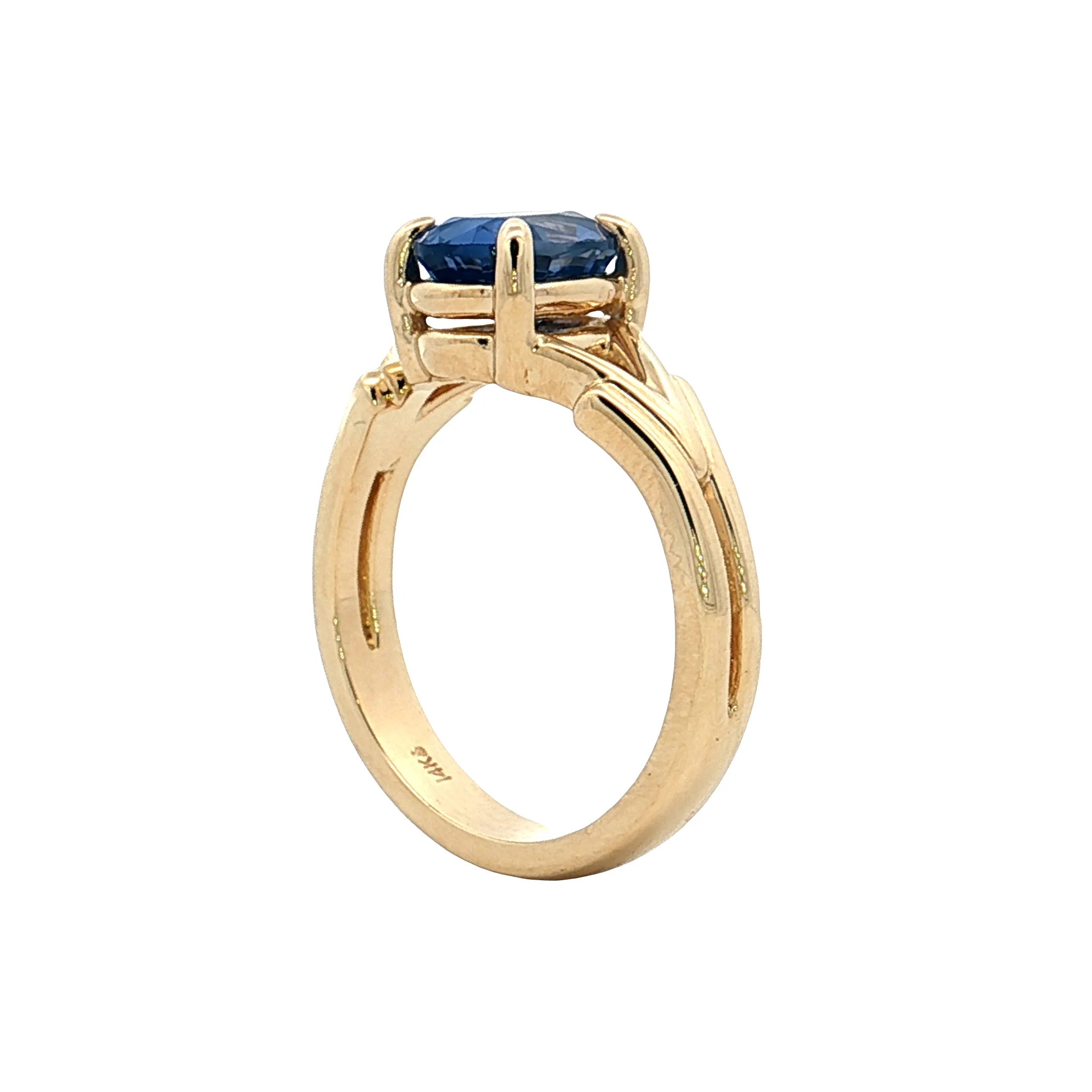 2.05 Oval Blue Sapphire Engagement Ring 14k - Image 5
